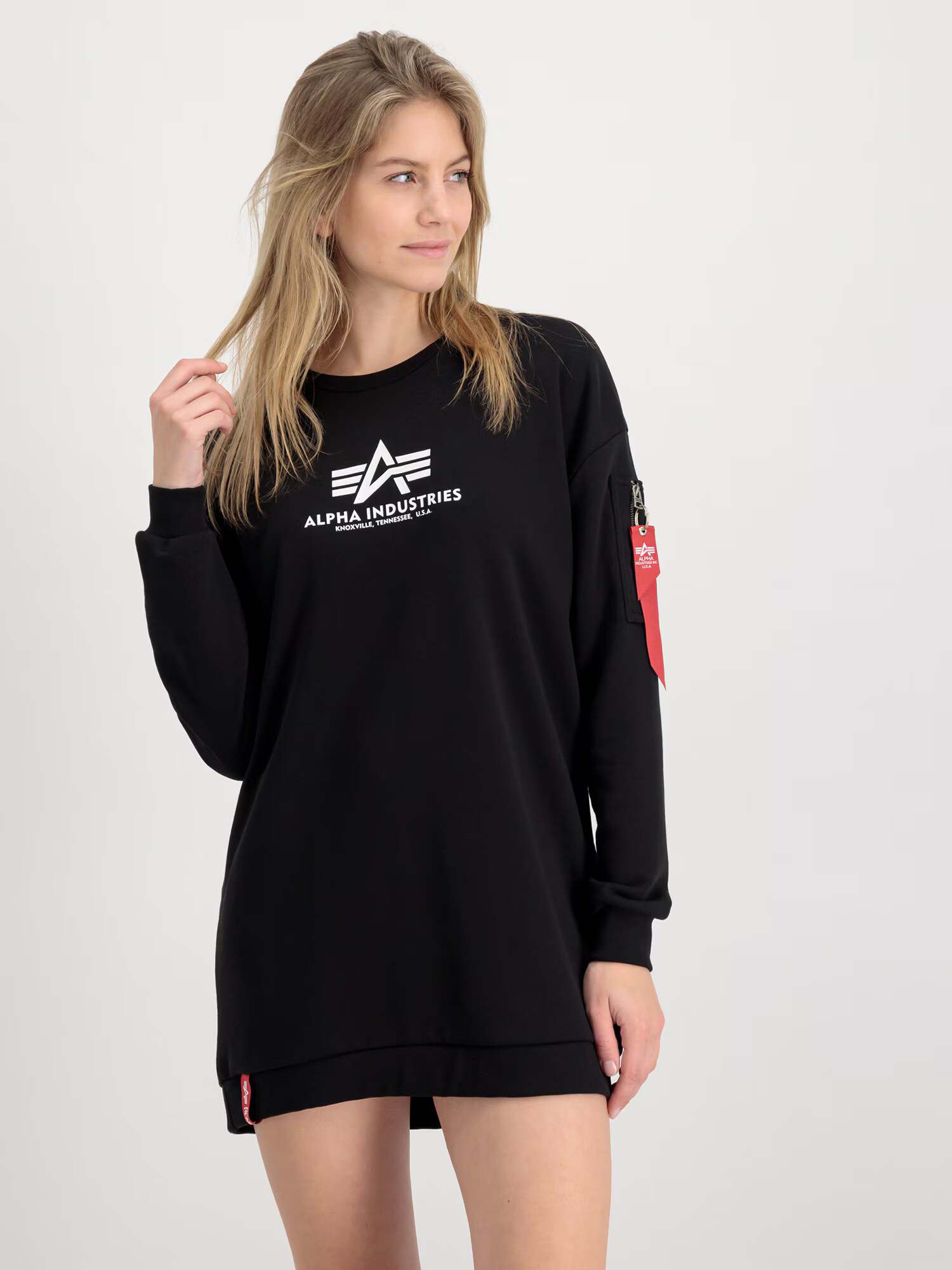 ALPHA INDUSTRIES Bluză de molton negru / alb - Pled.ro