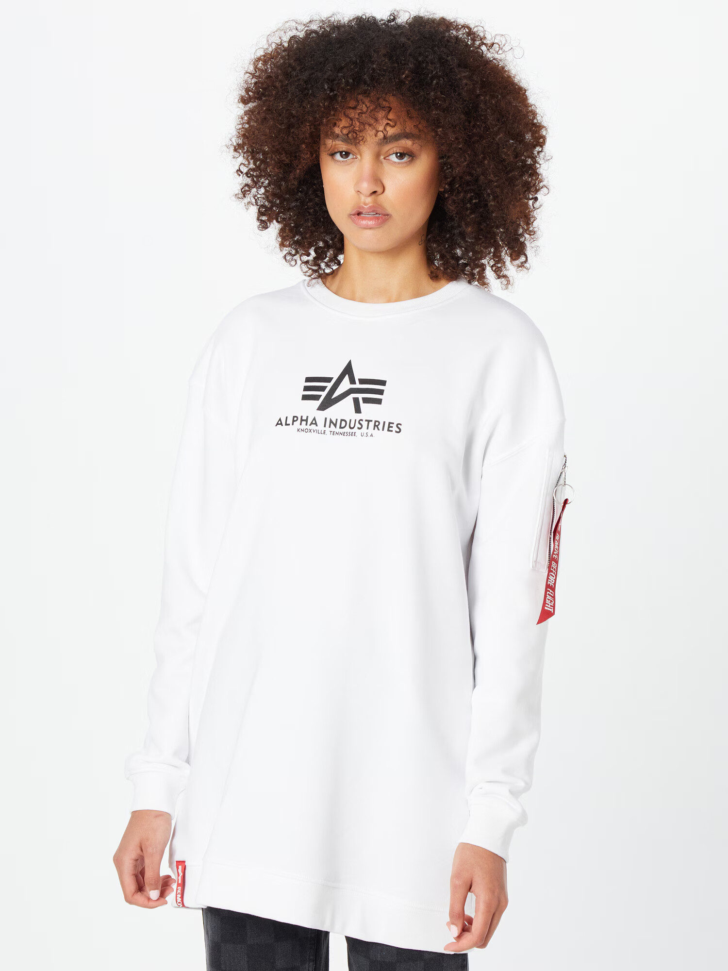 ALPHA INDUSTRIES Bluză de molton negru / alb - Pled.ro