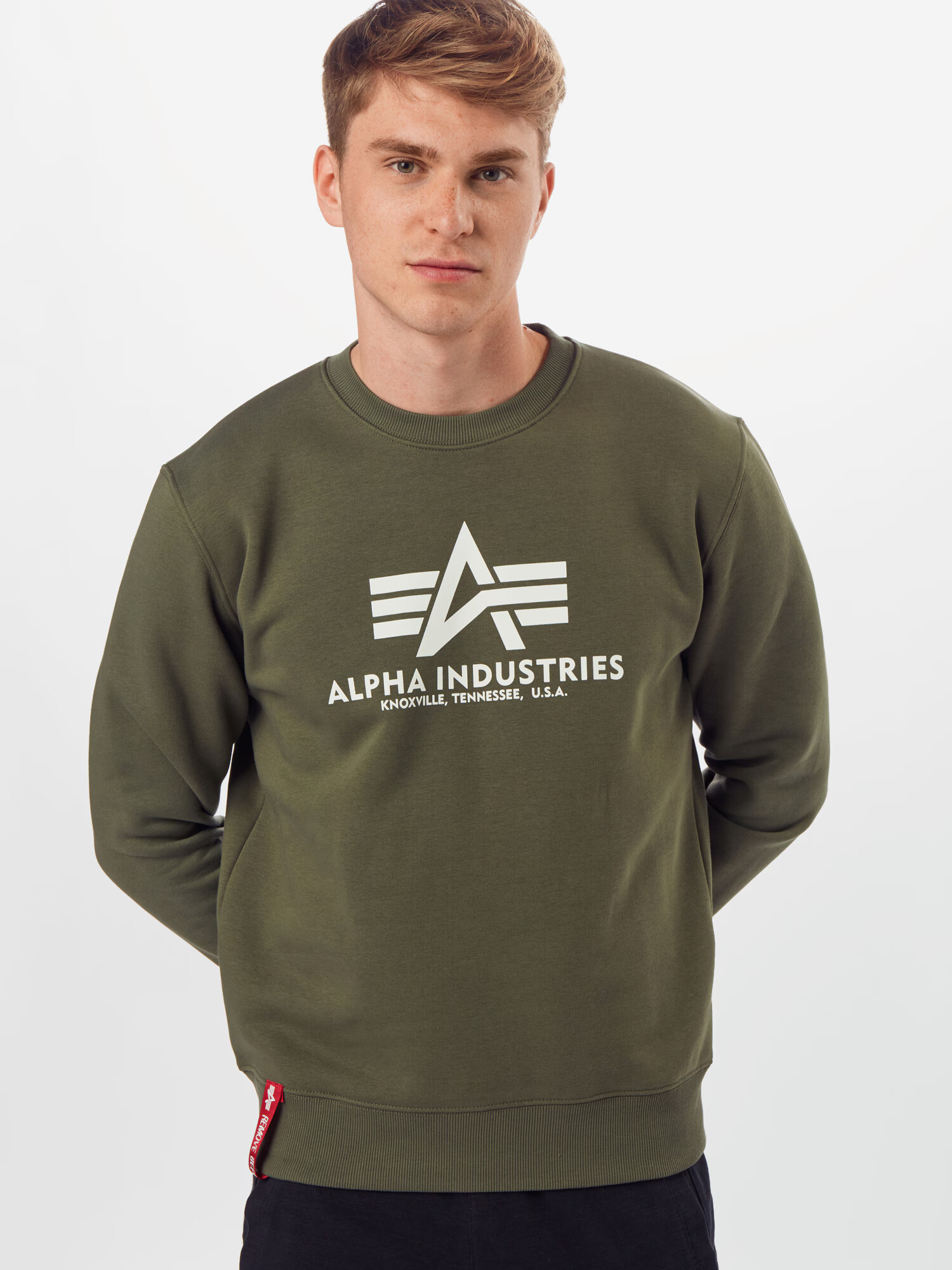 ALPHA INDUSTRIES Bluză de molton oliv / roșu / alb - Pled.ro