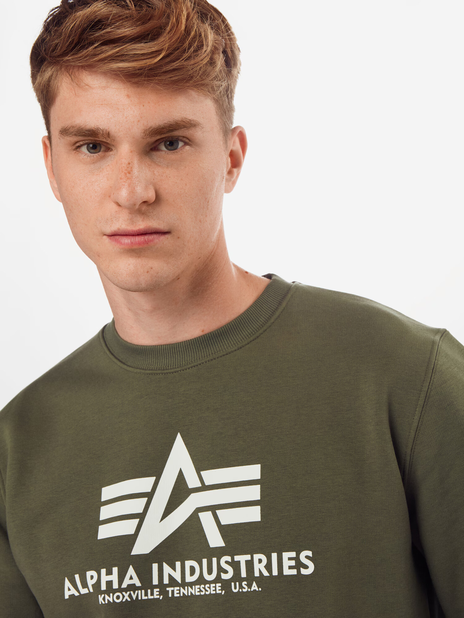 ALPHA INDUSTRIES Bluză de molton oliv / roșu / alb - Pled.ro