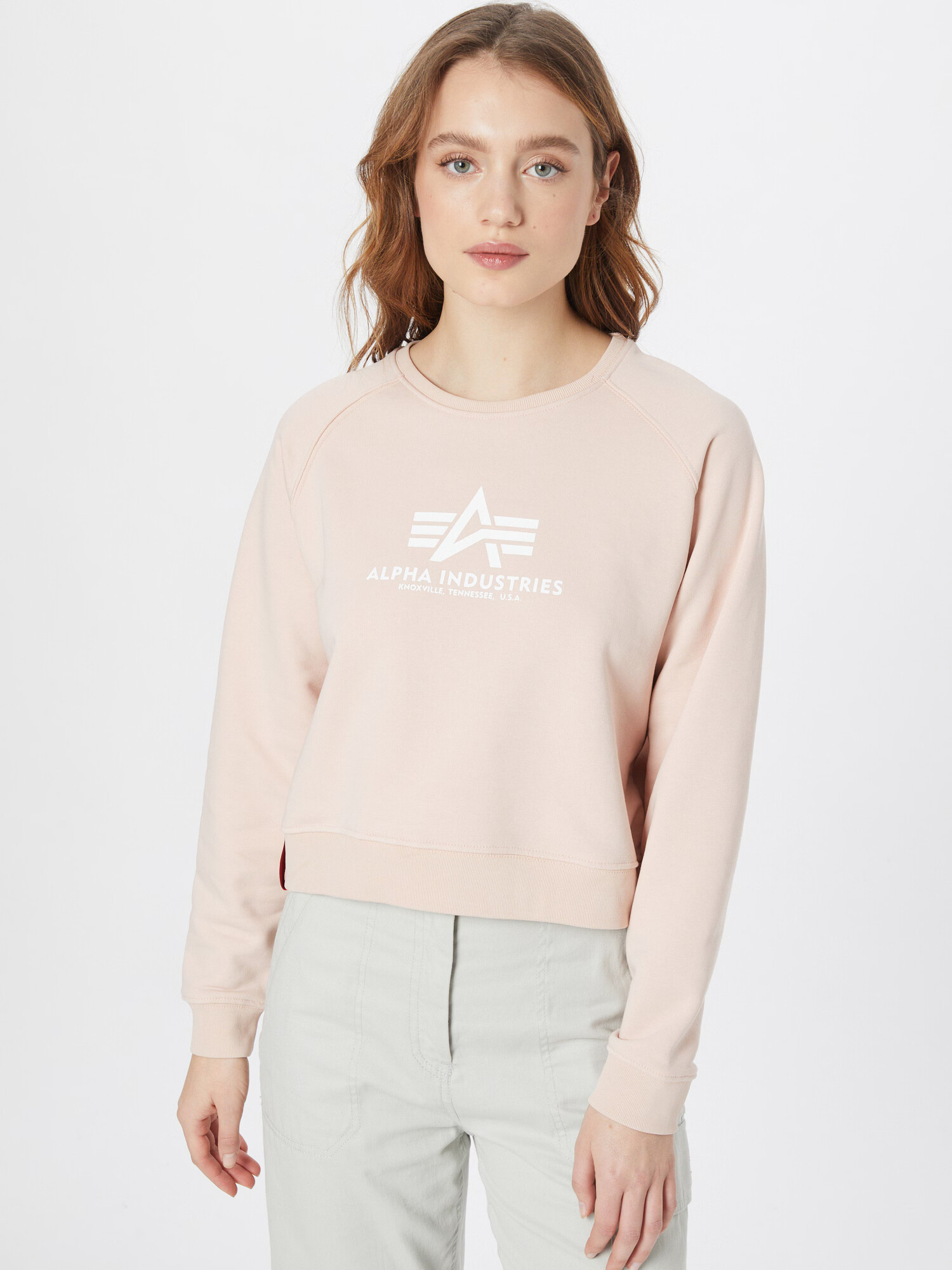 ALPHA INDUSTRIES Bluză de molton portocaliu piersică / alb - Pled.ro