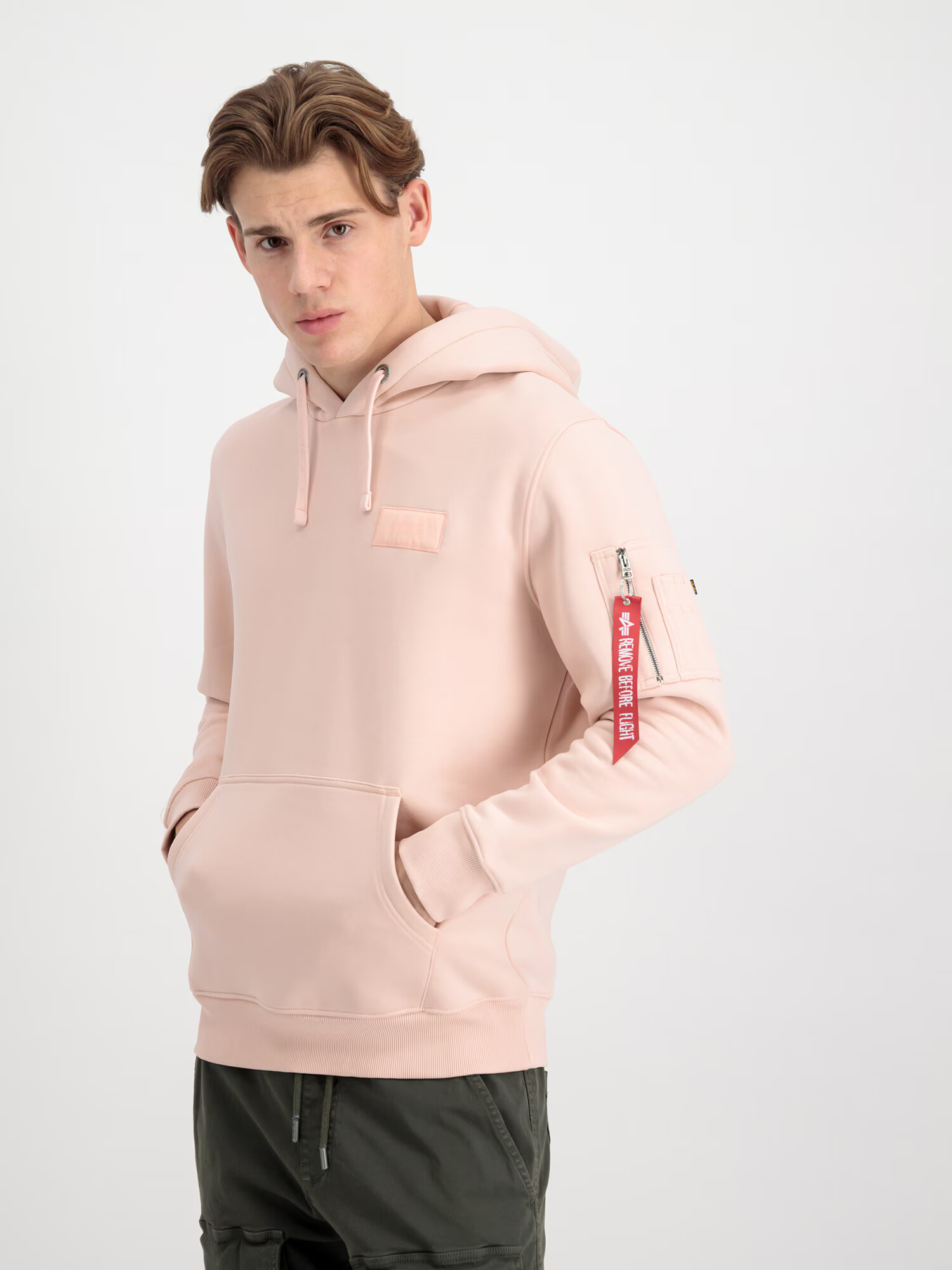 ALPHA INDUSTRIES Bluză de molton portocaliu piersică / roșu / alb - Pled.ro