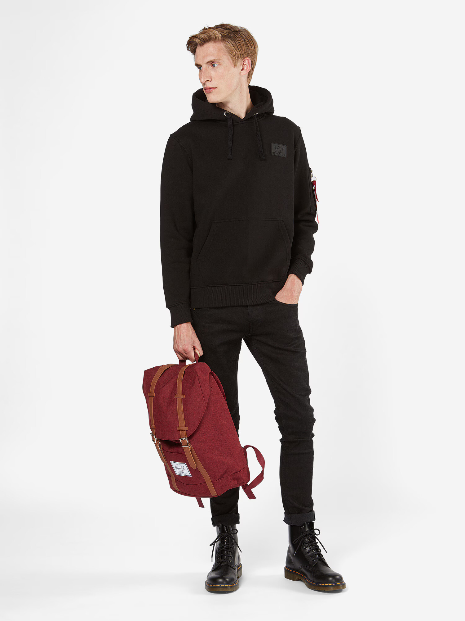 ALPHA INDUSTRIES Bluză de molton roșu / negru / alb - Pled.ro