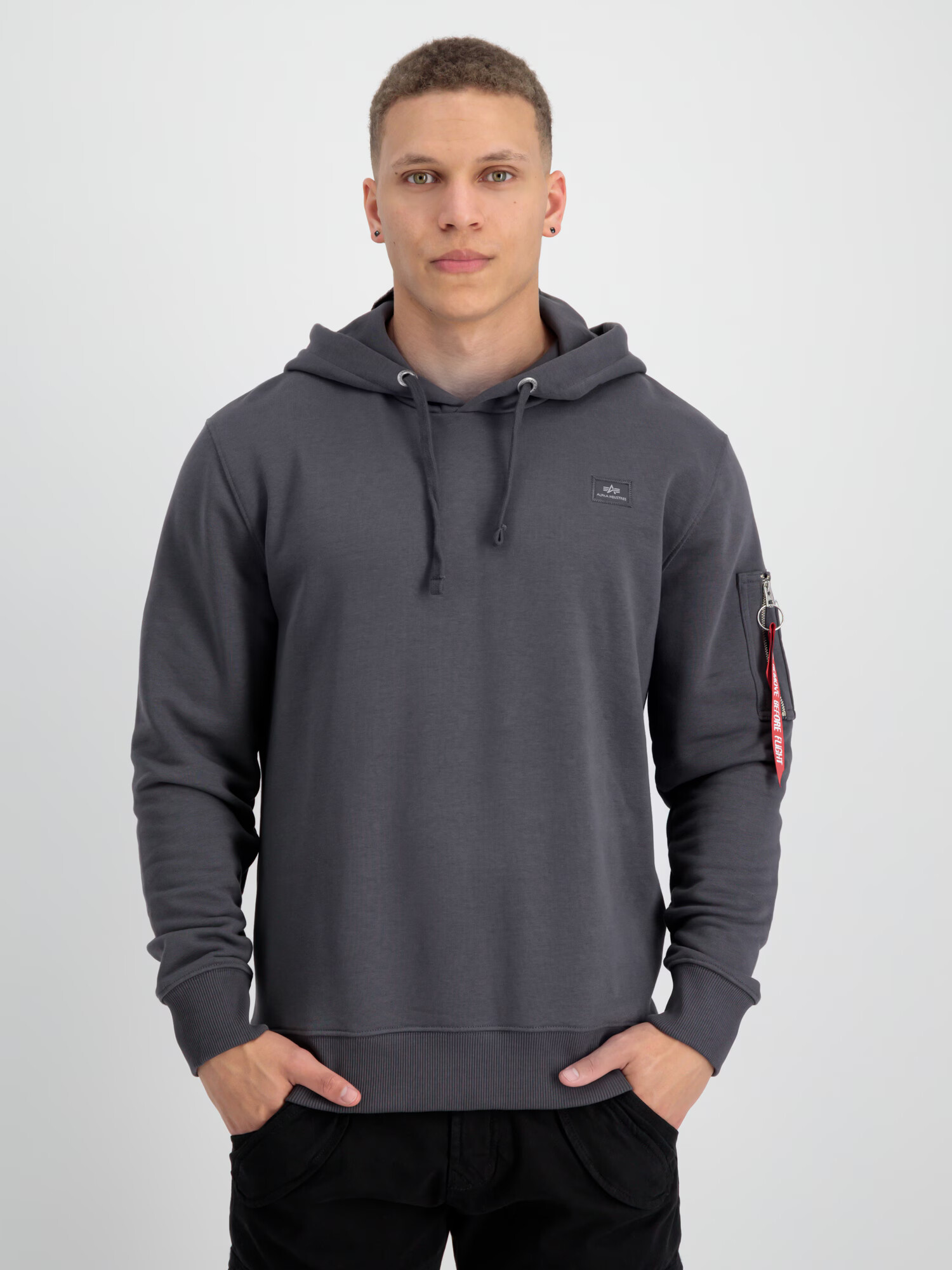 ALPHA INDUSTRIES Bluză de molton 'X-Fit' gri închis / roșu - Pled.ro