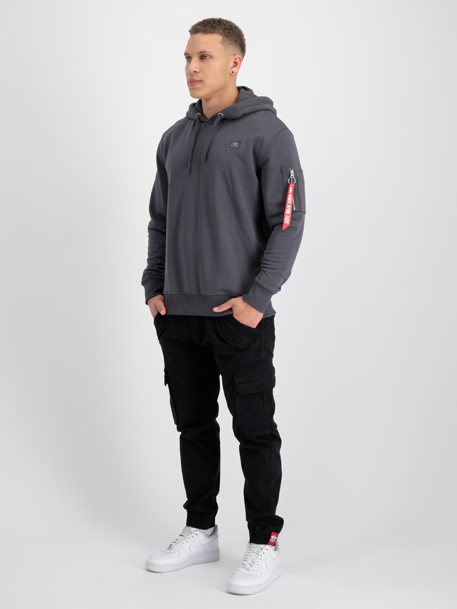 ALPHA INDUSTRIES Bluză de molton 'X-Fit' gri închis / roșu - Pled.ro