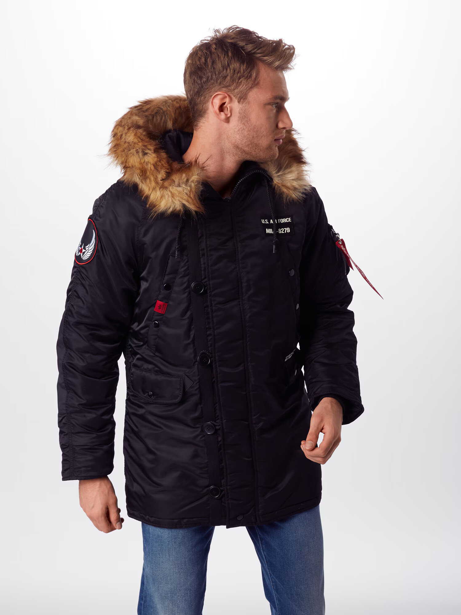 ALPHA INDUSTRIES Geacă de iarnă 'Airborne' gri / roșu / negru / alb - Pled.ro