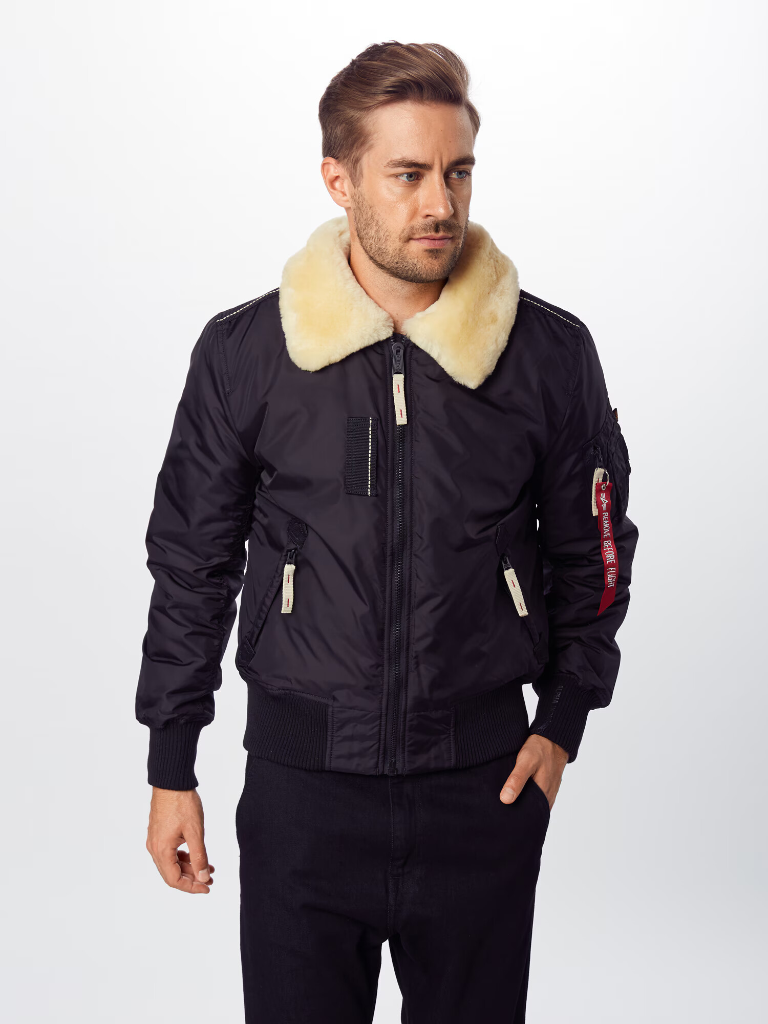 ALPHA INDUSTRIES Geacă de primăvară-toamnă 'Injector III' bej / roșu / negru / alb - Pled.ro