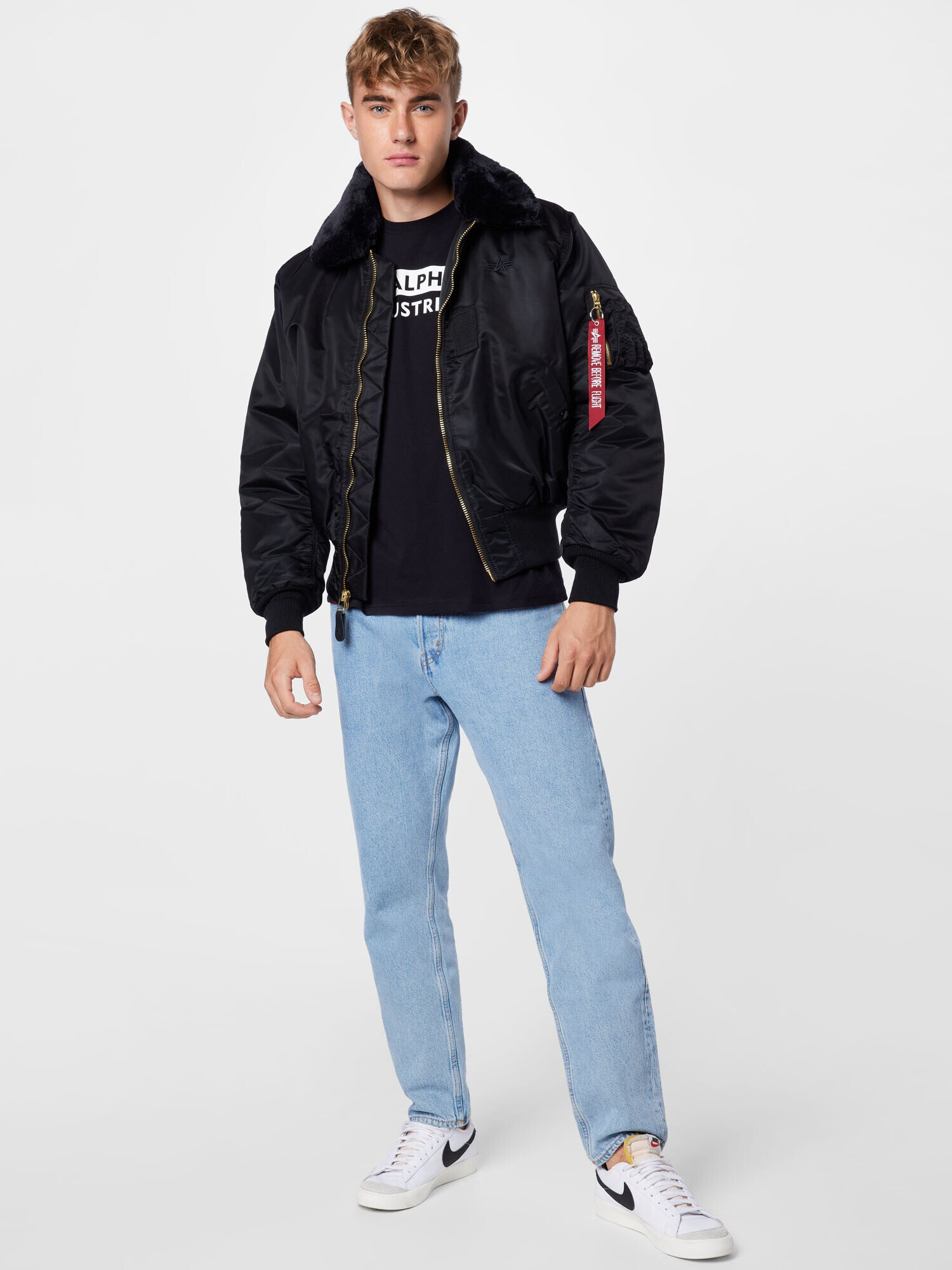 ALPHA INDUSTRIES Geacă de primăvară-toamnă 'B15' roșu / negru / alb - Pled.ro