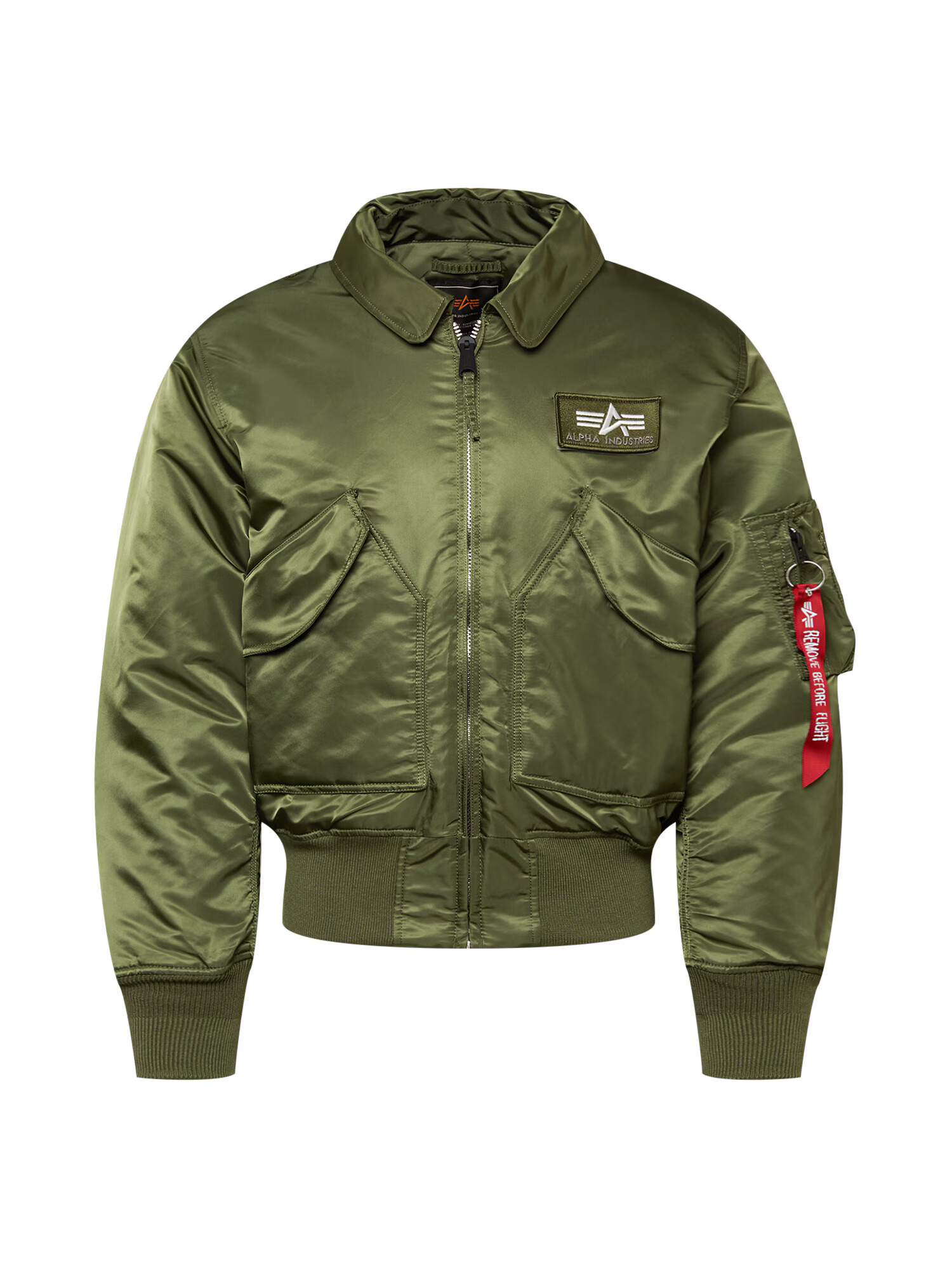 ALPHA INDUSTRIES Geacă de primăvară-toamnă 'CWU 45' oliv / roșu / alb - Pled.ro