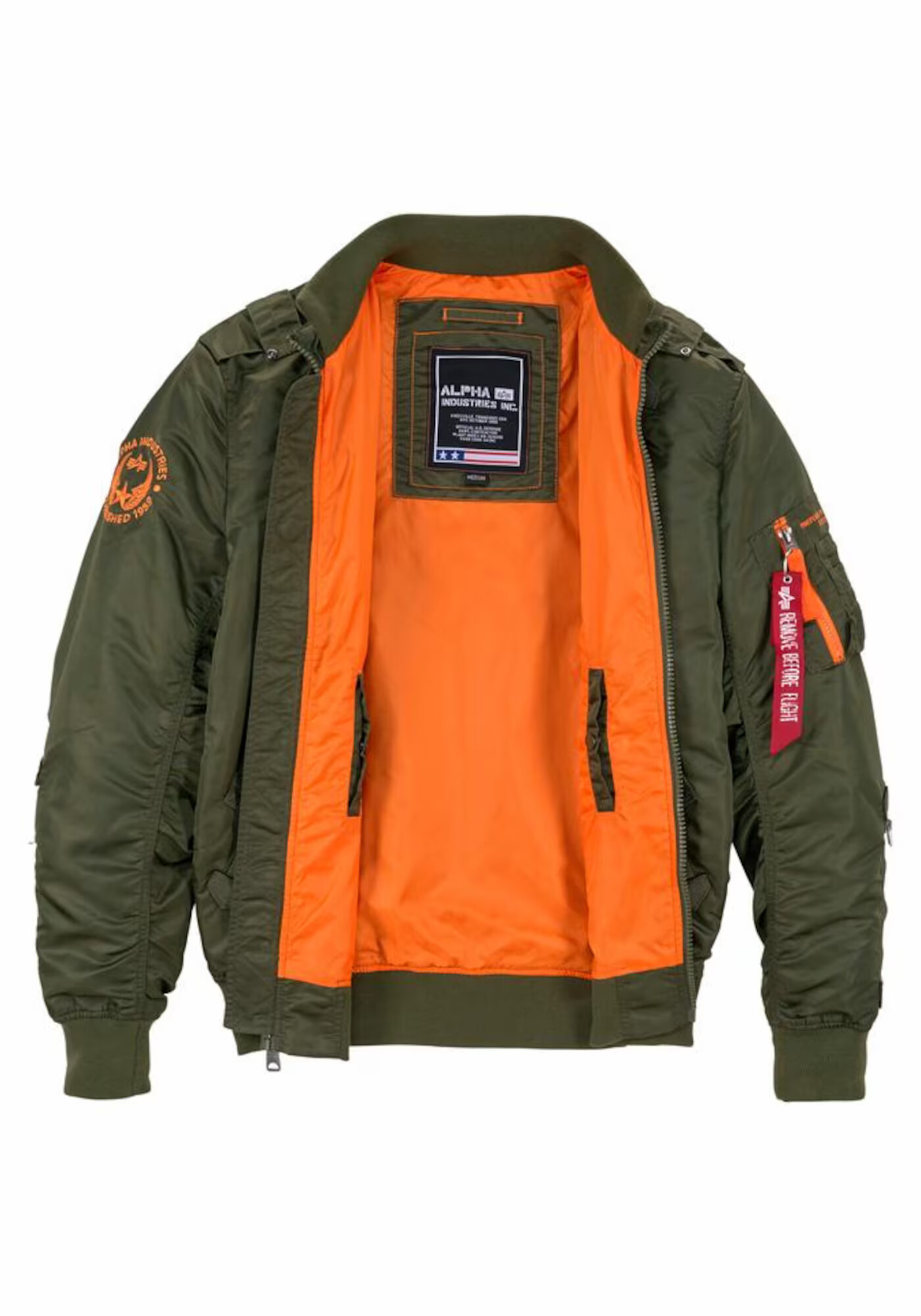 ALPHA INDUSTRIES Geacă de primăvară-toamnă 'Falcon II' verde închis / portocaliu - Pled.ro