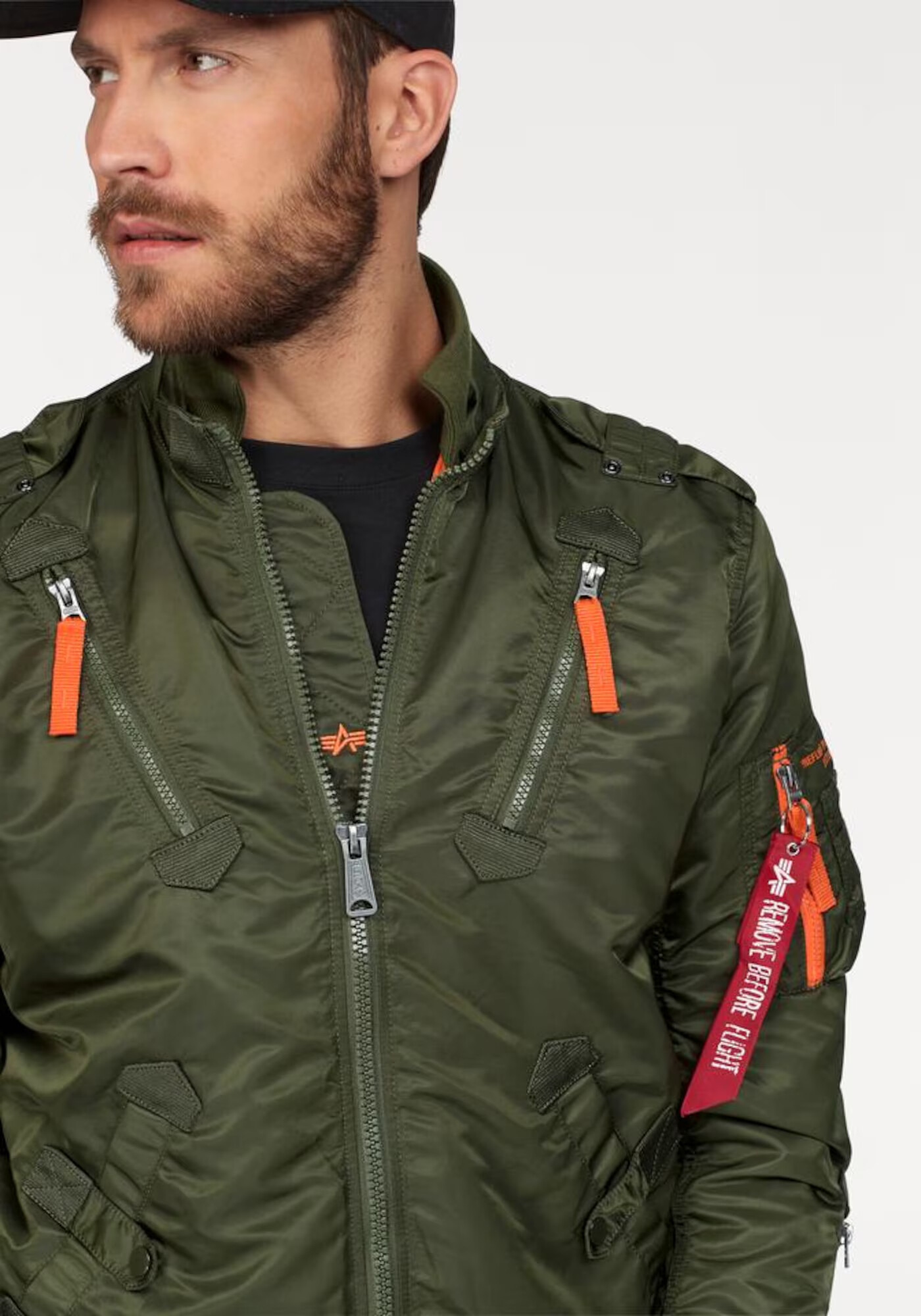 ALPHA INDUSTRIES Geacă de primăvară-toamnă 'Falcon II' verde închis / portocaliu - Pled.ro