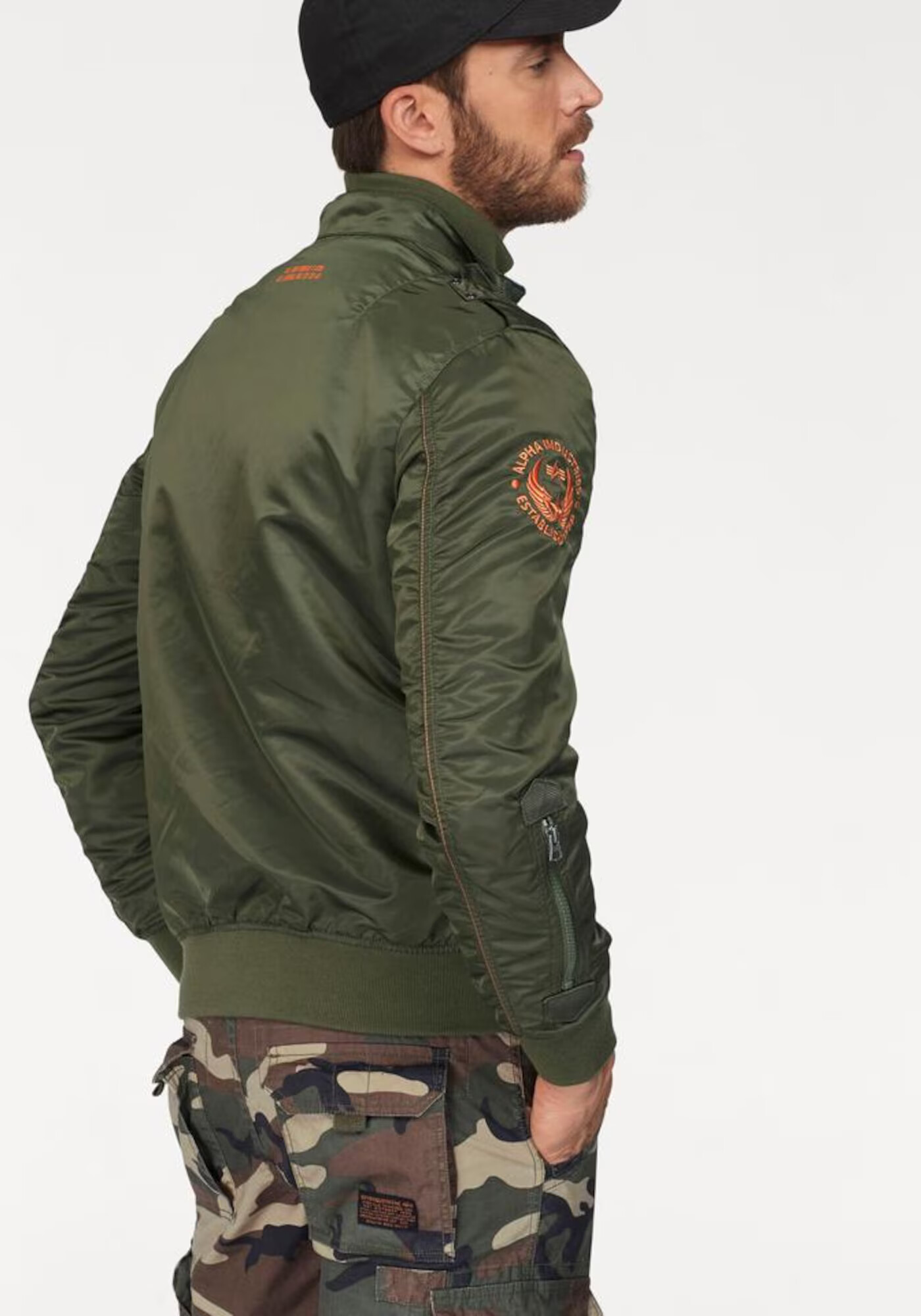 ALPHA INDUSTRIES Geacă de primăvară-toamnă 'Falcon II' verde închis / portocaliu - Pled.ro