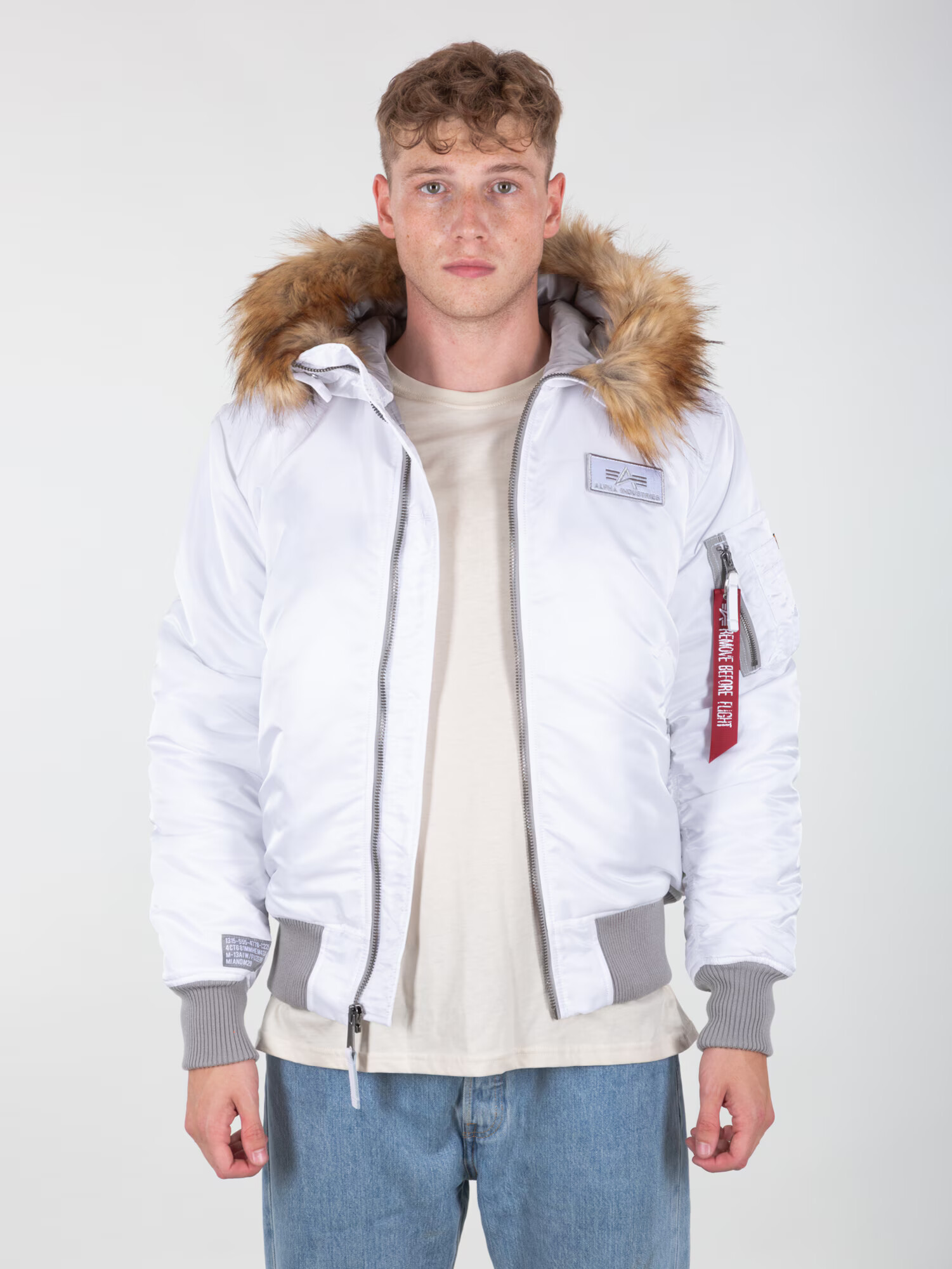 ALPHA INDUSTRIES Geacă de primăvară-toamnă gri / alb - Pled.ro