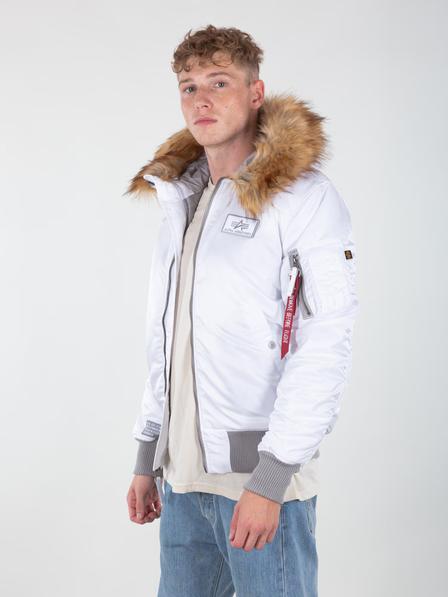 ALPHA INDUSTRIES Geacă de primăvară-toamnă gri / alb - Pled.ro