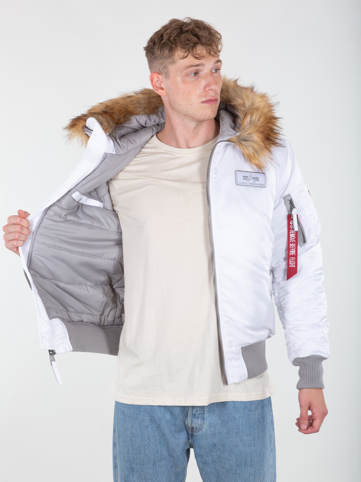 ALPHA INDUSTRIES Geacă de primăvară-toamnă gri / alb - Pled.ro