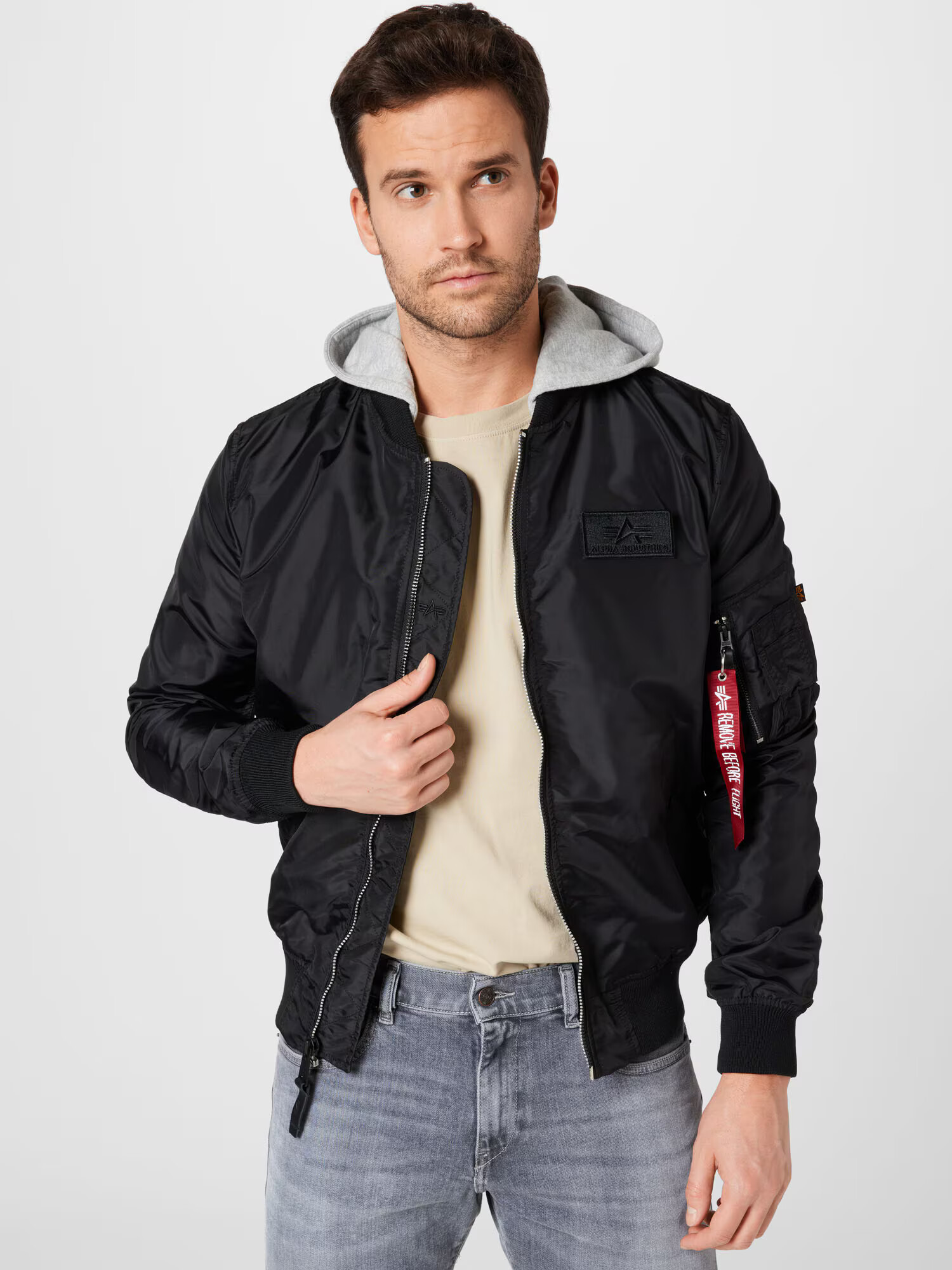 ALPHA INDUSTRIES Geacă de primăvară-toamnă gri amestecat / negru / alb - Pled.ro