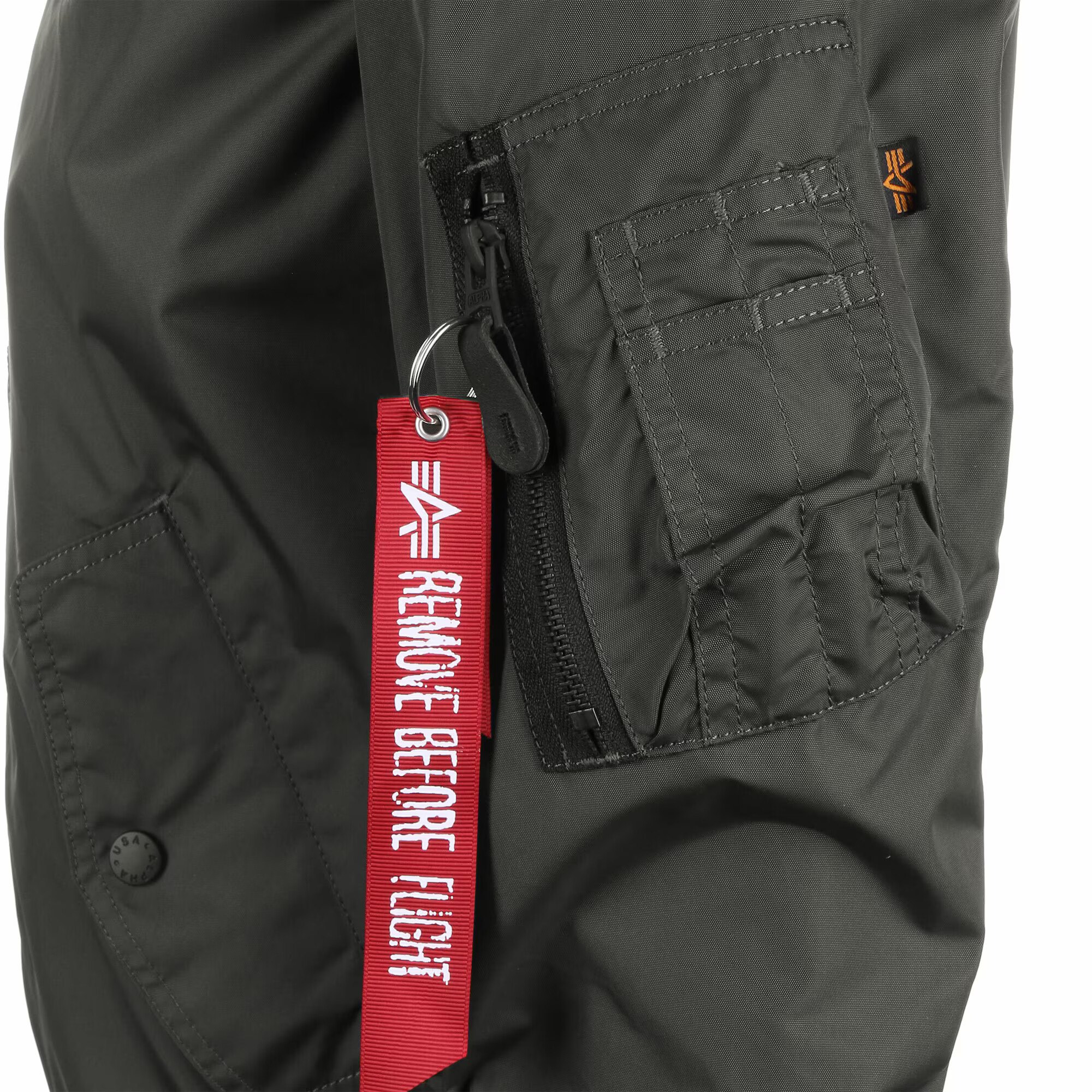 ALPHA INDUSTRIES Geacă de primăvară-toamnă gri / roșu / negru / alb - Pled.ro