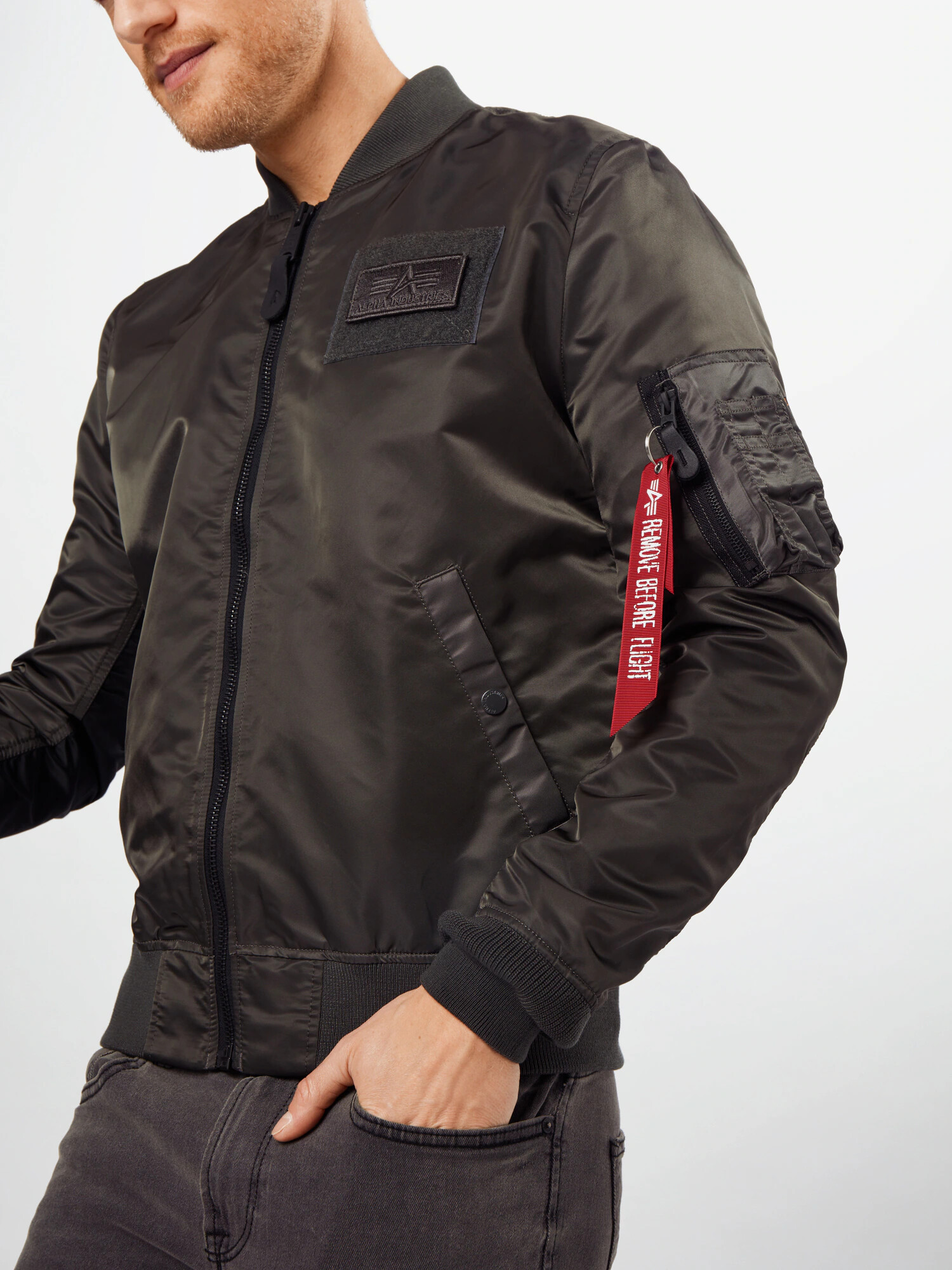 ALPHA INDUSTRIES Geacă de primăvară-toamnă gri închis / negru - Pled.ro