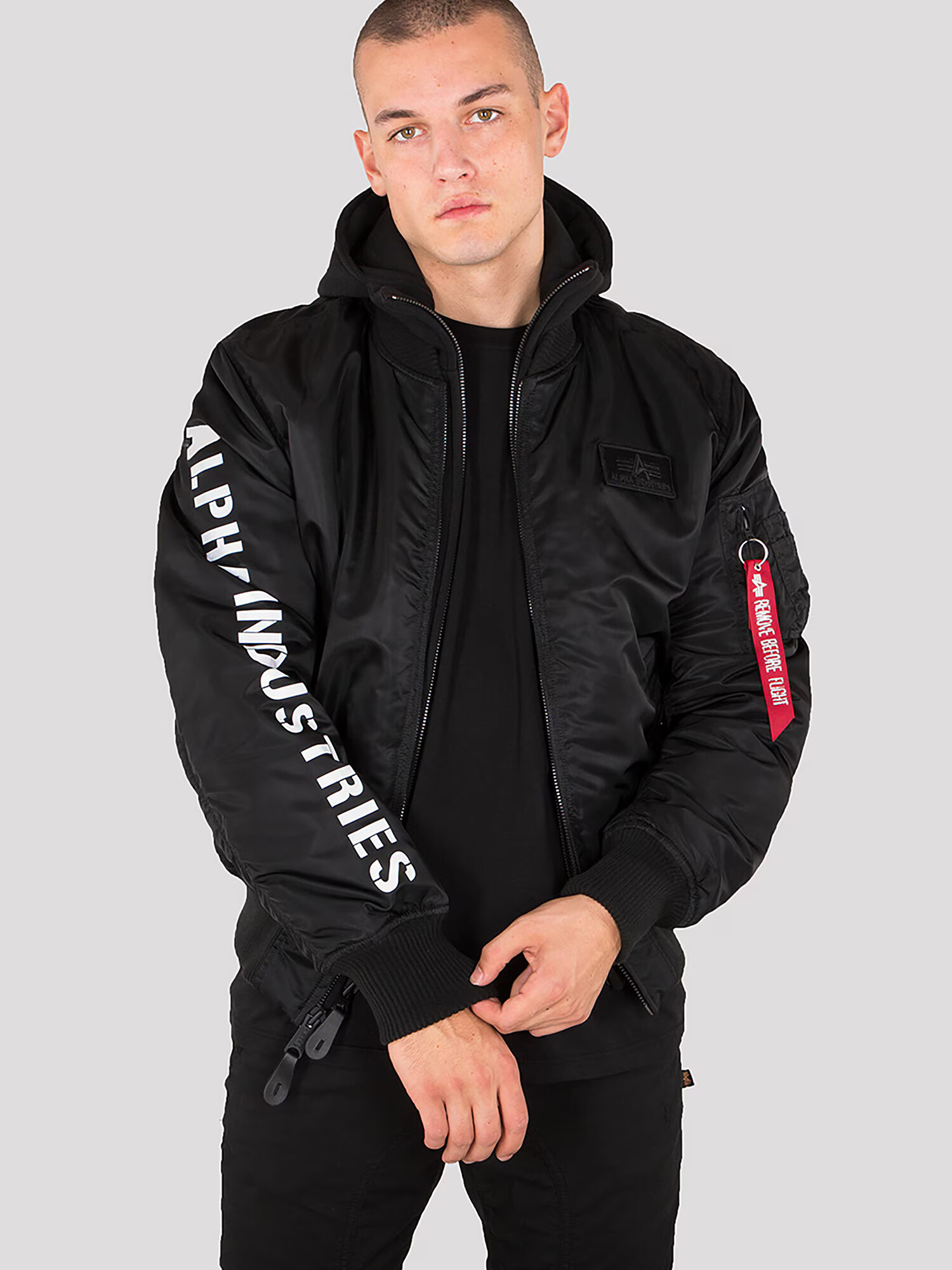 ALPHA INDUSTRIES Geacă de primăvară-toamnă 'MA-1 D-Tec SE' negru / alb - Pled.ro