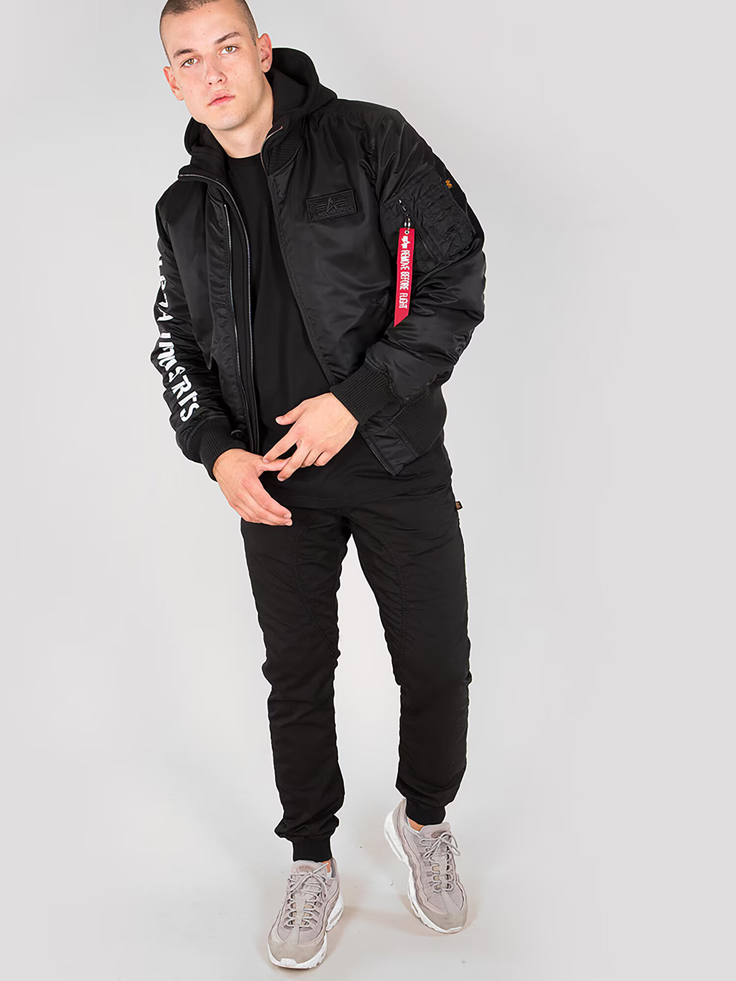 ALPHA INDUSTRIES Geacă de primăvară-toamnă 'MA-1 D-Tec SE' negru / alb - Pled.ro