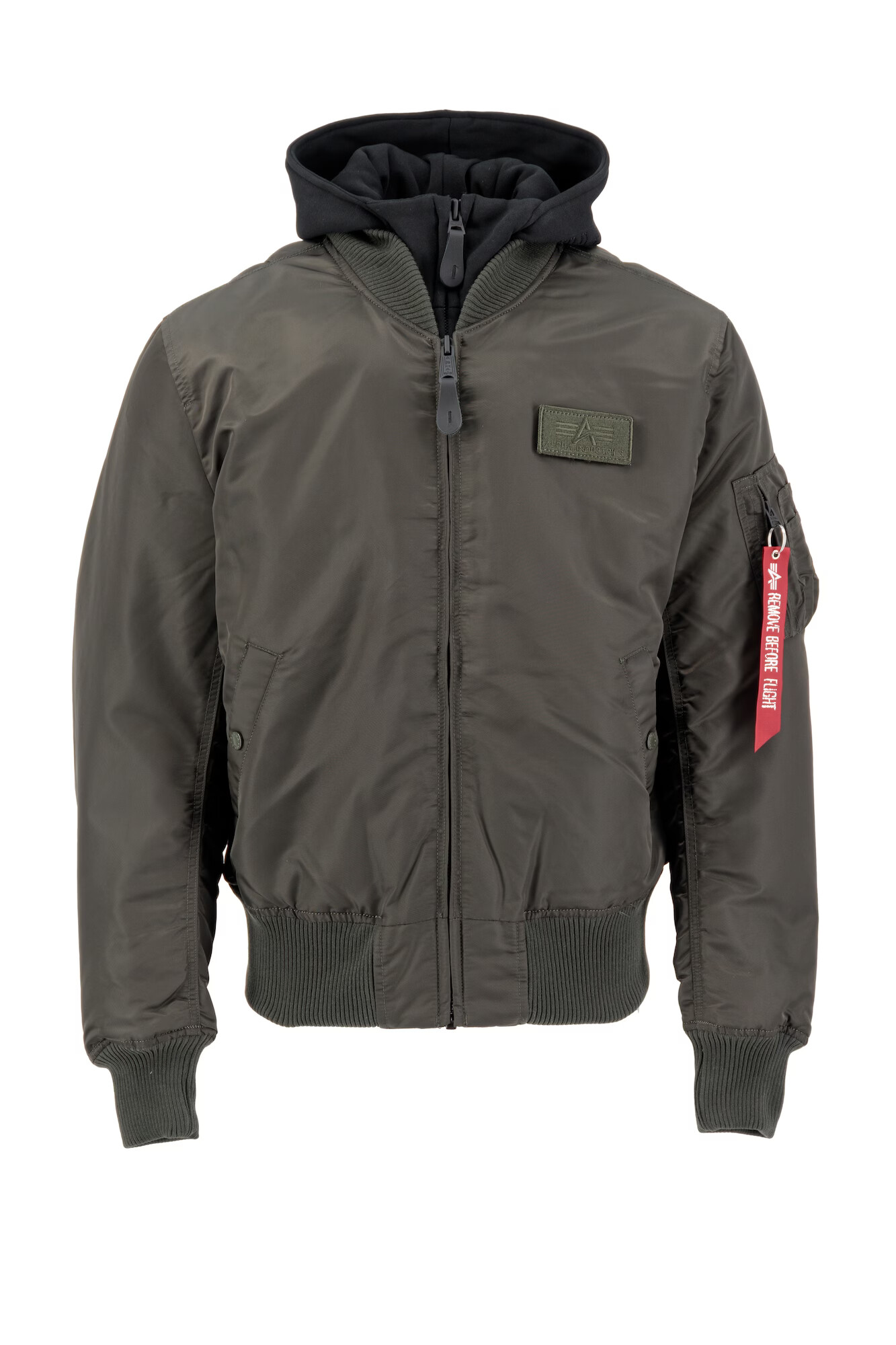 ALPHA INDUSTRIES Geacă de primăvară-toamnă 'MA-1 D-Tec' verde / roșu / negru / alb - Pled.ro