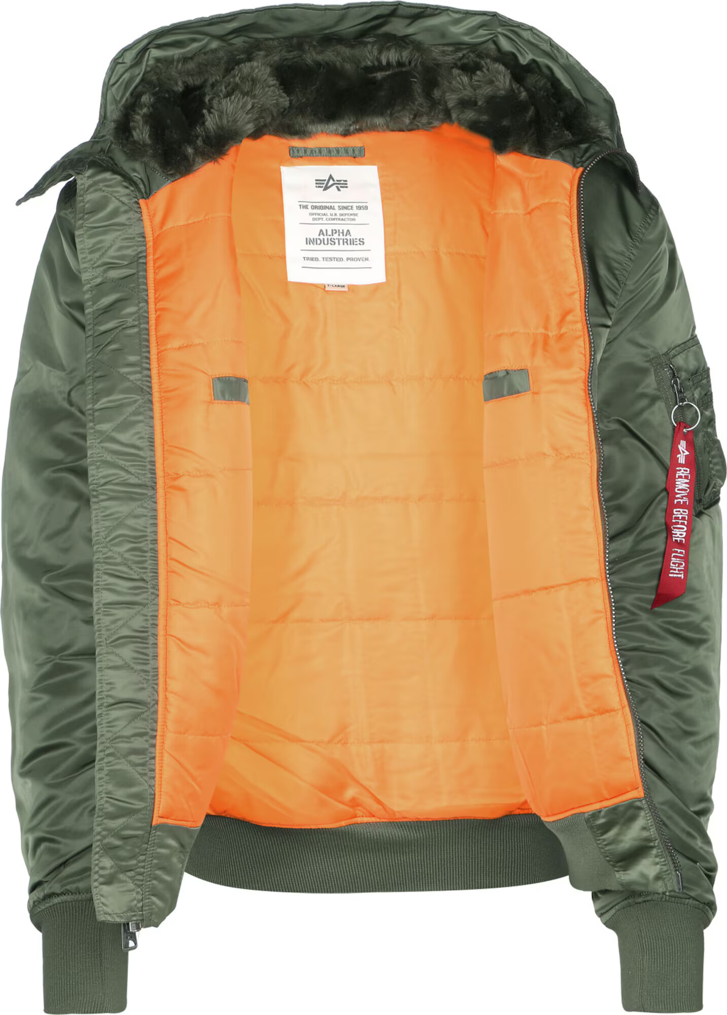 ALPHA INDUSTRIES Geacă de primăvară-toamnă 'MA-1' oliv / portocaliu / roșu / alb - Pled.ro