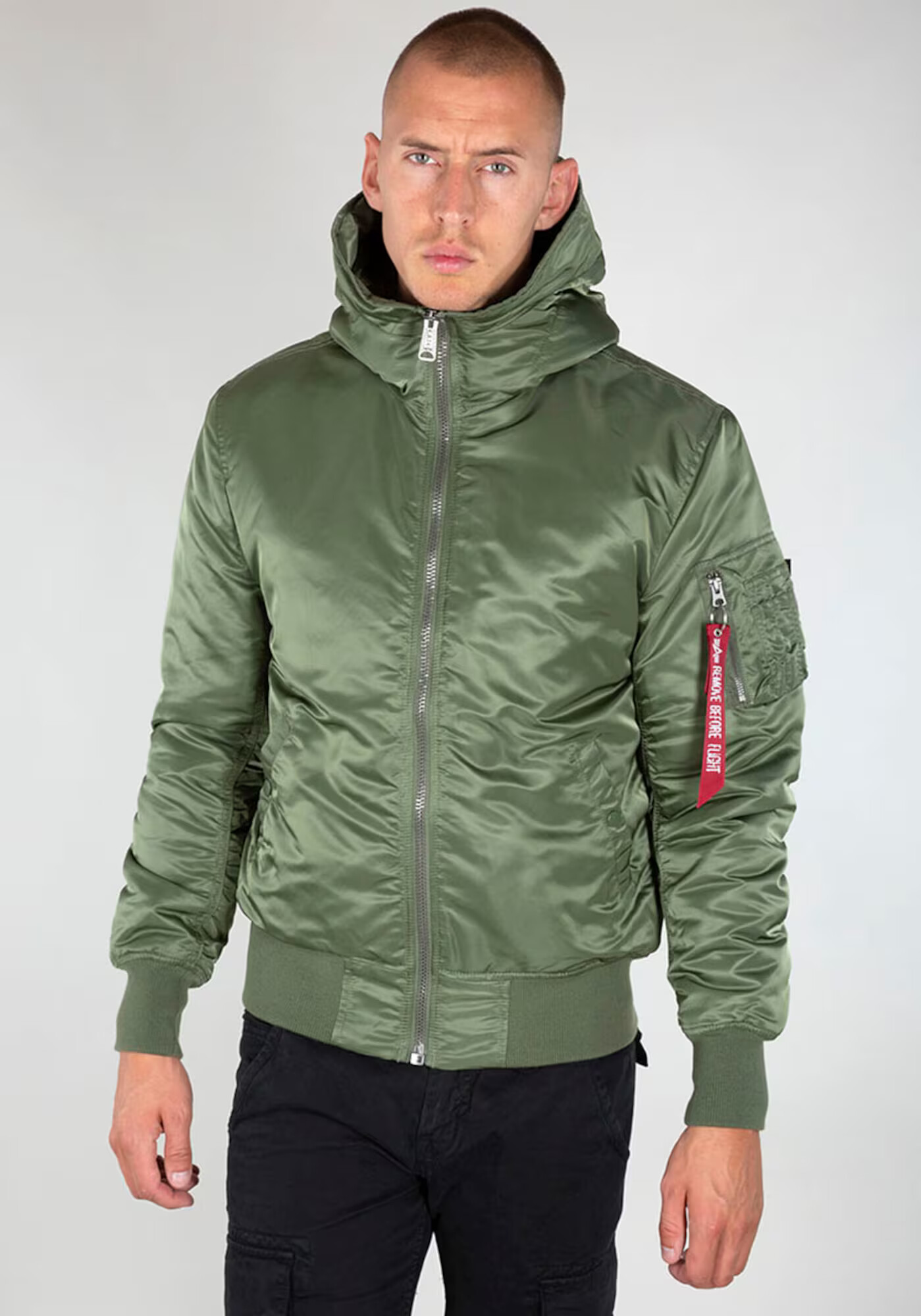 ALPHA INDUSTRIES Geacă de primăvară-toamnă 'MA-1' oliv / portocaliu / roșu / alb - Pled.ro