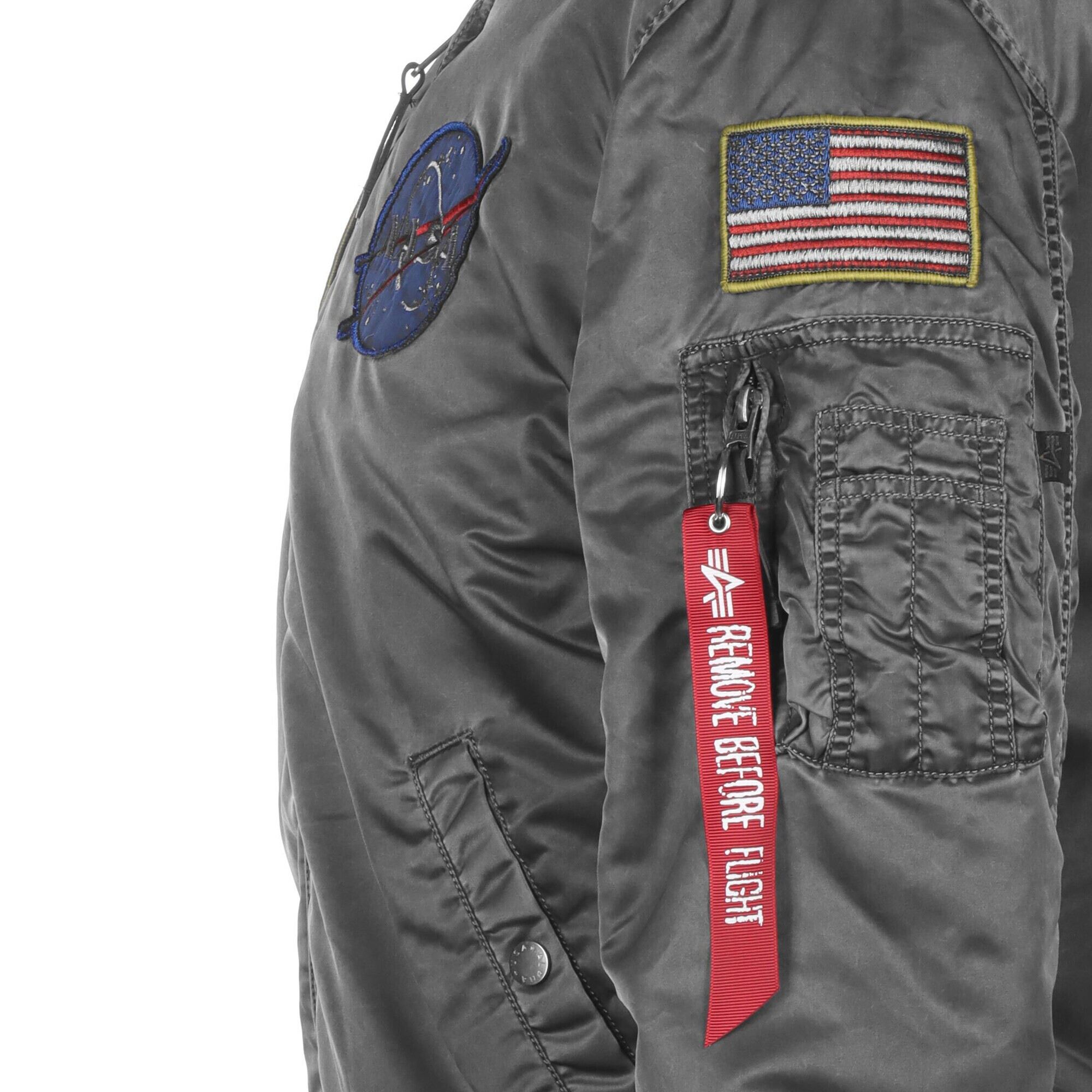 ALPHA INDUSTRIES Geacă de primăvară-toamnă 'MA-1 VF NASA' albastru / gri / roșu - Pled.ro