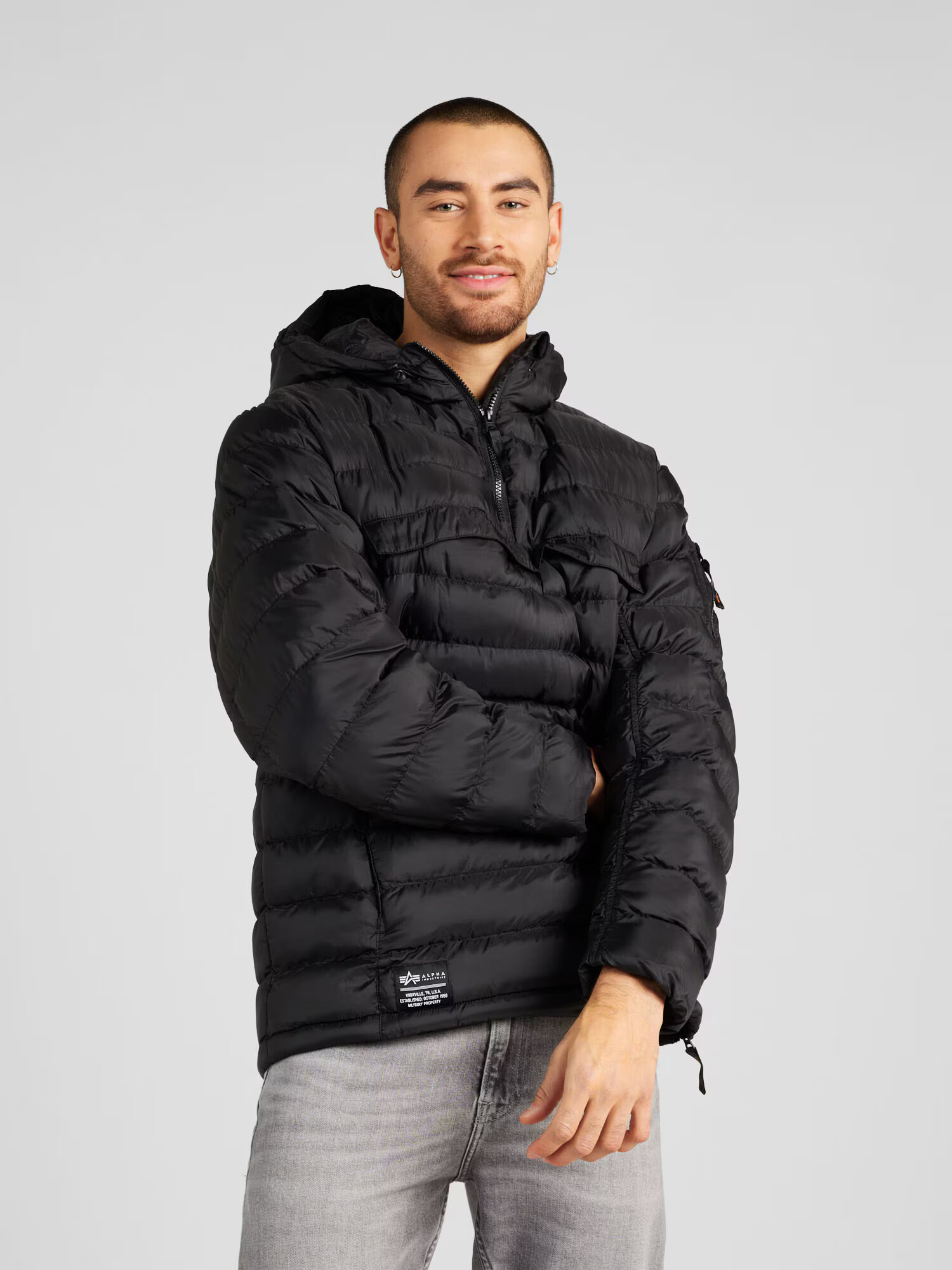 ALPHA INDUSTRIES Geacă de primăvară-toamnă negru / alb - Pled.ro