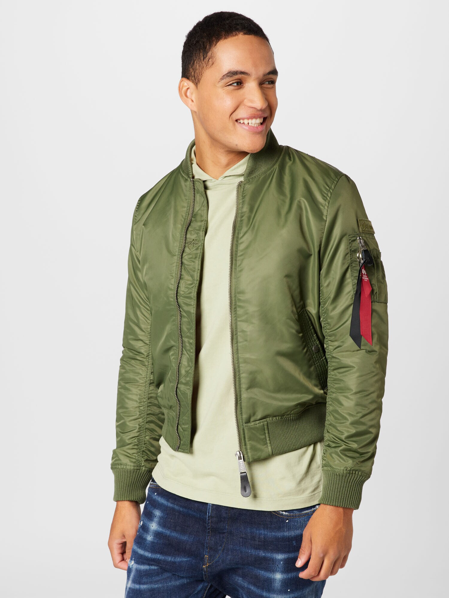 ALPHA INDUSTRIES Geacă de primăvară-toamnă oliv / roșu - Pled.ro