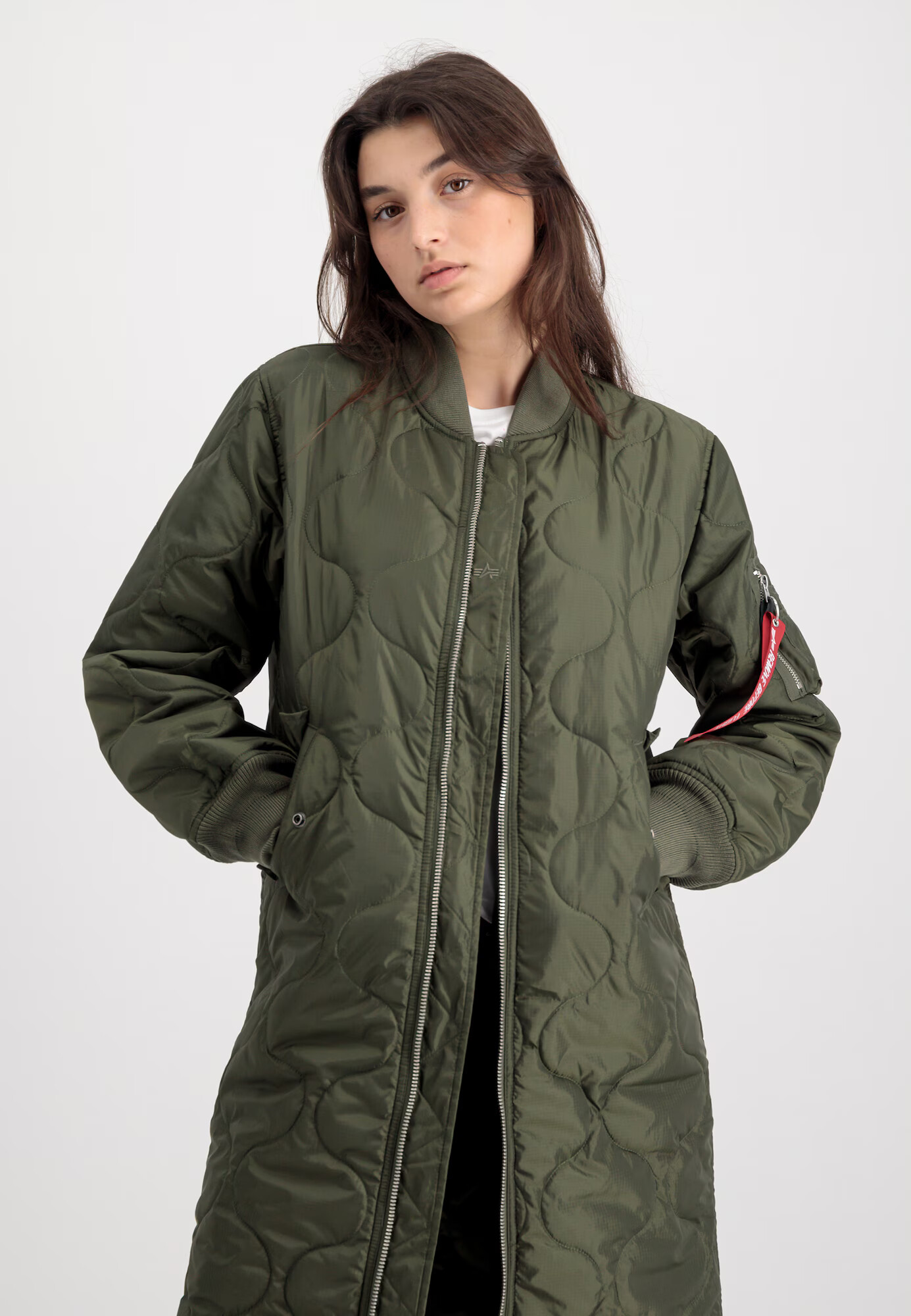 ALPHA INDUSTRIES Palton de primăvară-toamnă oliv / sângeriu / alb - Pled.ro