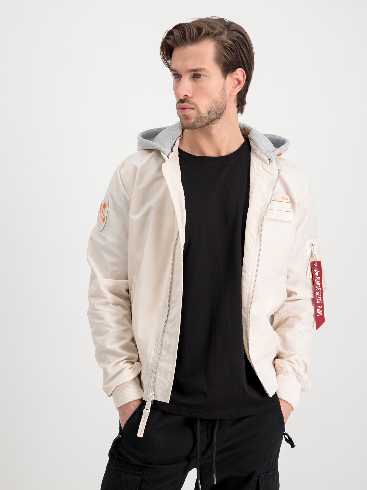 ALPHA INDUSTRIES Geacă de primăvară-toamnă portocaliu deschis / roșu vin / alb - Pled.ro