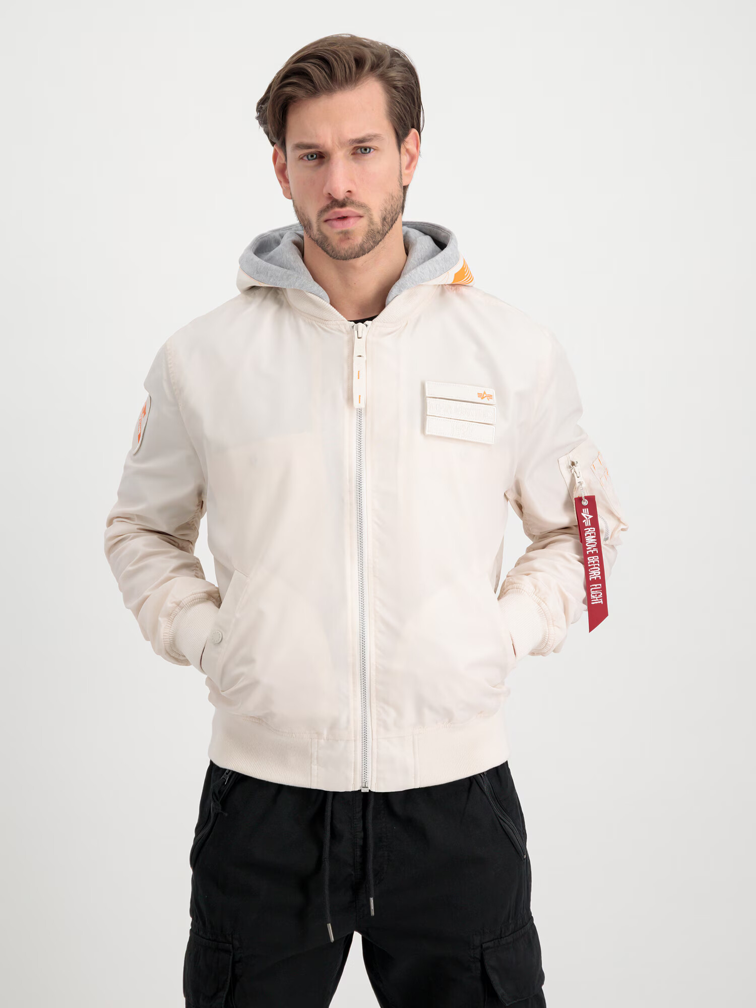 ALPHA INDUSTRIES Geacă de primăvară-toamnă portocaliu deschis / roșu vin / alb - Pled.ro