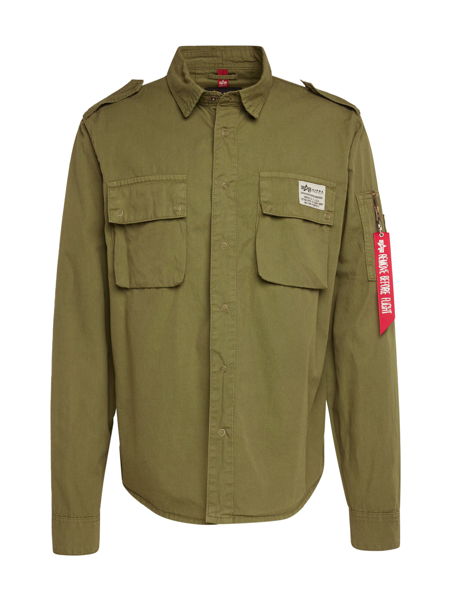 ALPHA INDUSTRIES Geacă de primăvară-toamnă 'Urban Military' oliv / roșu / alb - Pled.ro