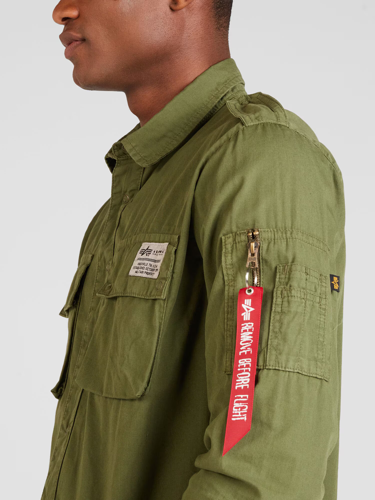 ALPHA INDUSTRIES Geacă de primăvară-toamnă 'Urban Military' oliv / roșu / alb - Pled.ro