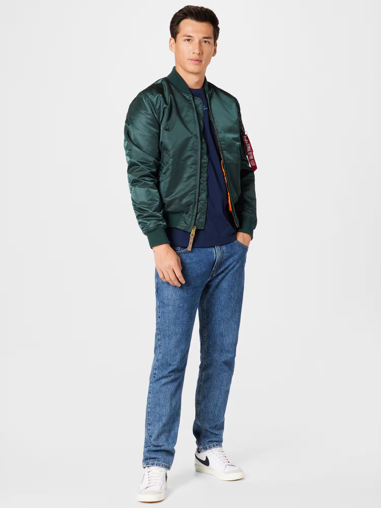 ALPHA INDUSTRIES Geacă de primăvară-toamnă verde smarald / roșu - Pled.ro