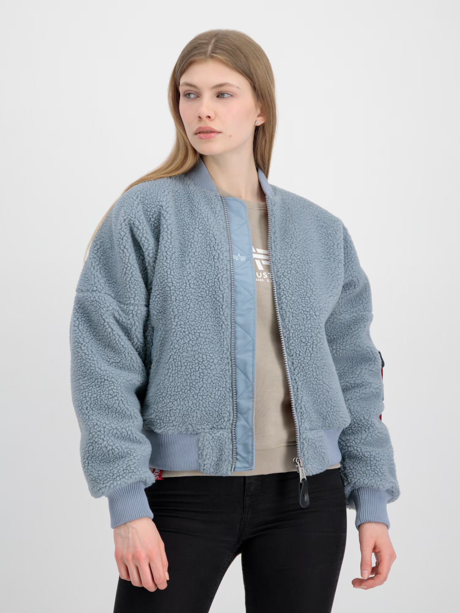 ALPHA INDUSTRIES Jachetă fleece 'MA-1 VF' albastru porumbel - Pled.ro