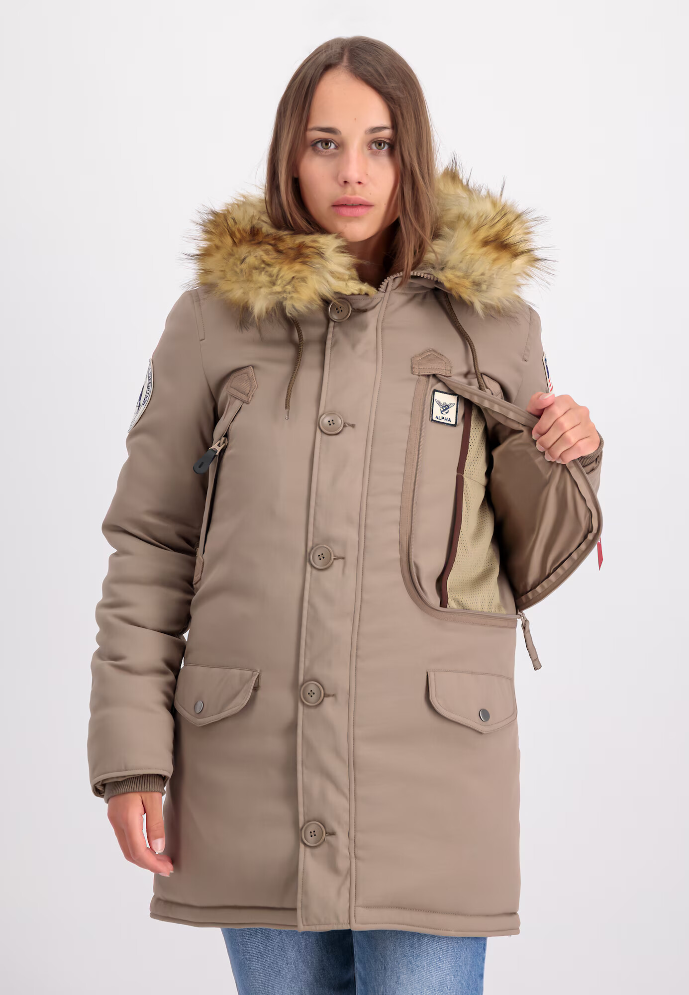 ALPHA INDUSTRIES Parka de iarnă 'Polar' bleumarin / maro / roșu / alb - Pled.ro