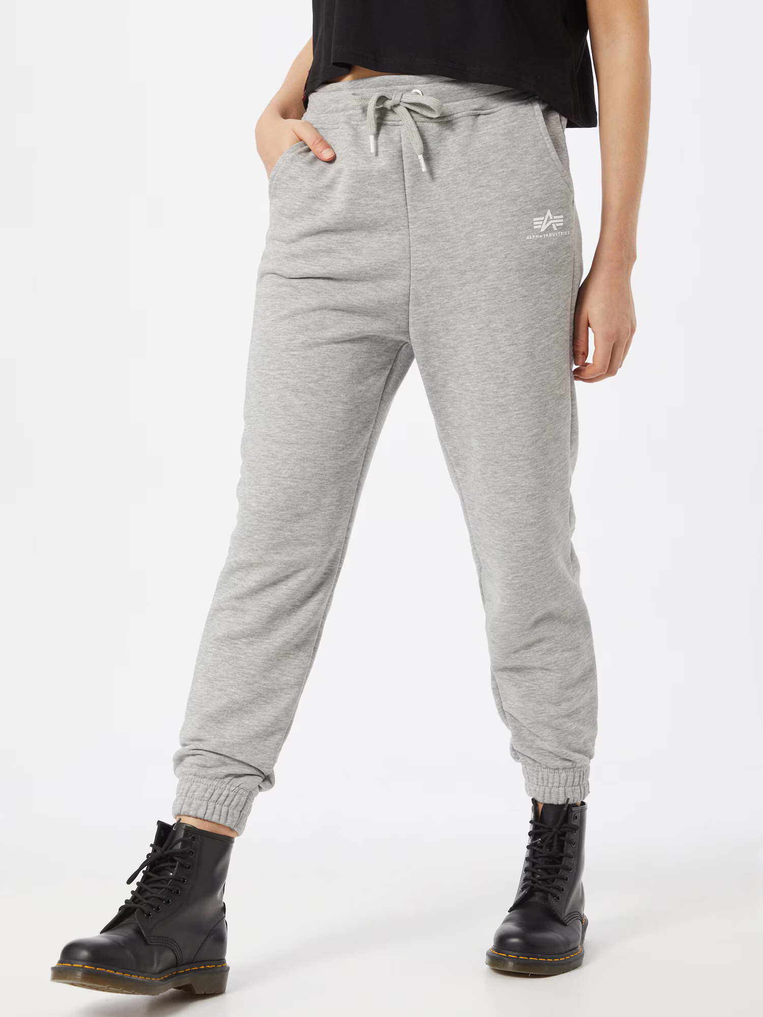 ALPHA INDUSTRIES Pantaloni gri amestecat / alb - Pled.ro