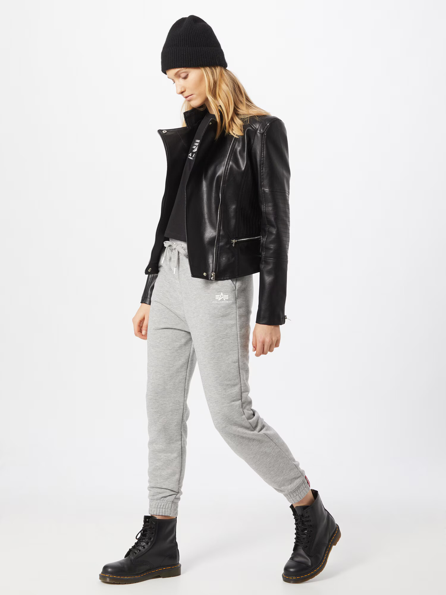 ALPHA INDUSTRIES Pantaloni gri amestecat / alb - Pled.ro