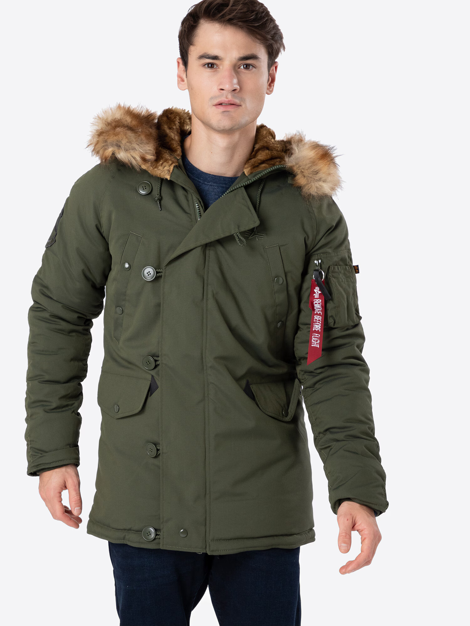 ALPHA INDUSTRIES Parka de iarnă 'Explorer' maro / oliv / roșu / alb - Pled.ro