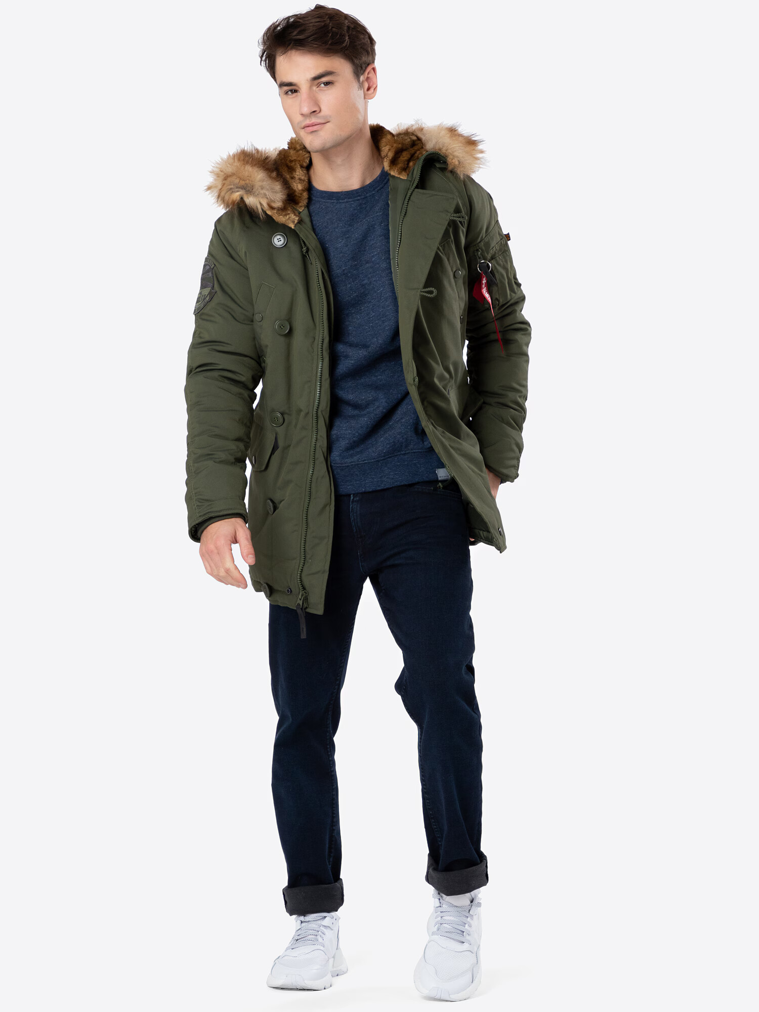 ALPHA INDUSTRIES Parka de iarnă 'Explorer' maro / oliv / roșu / alb - Pled.ro