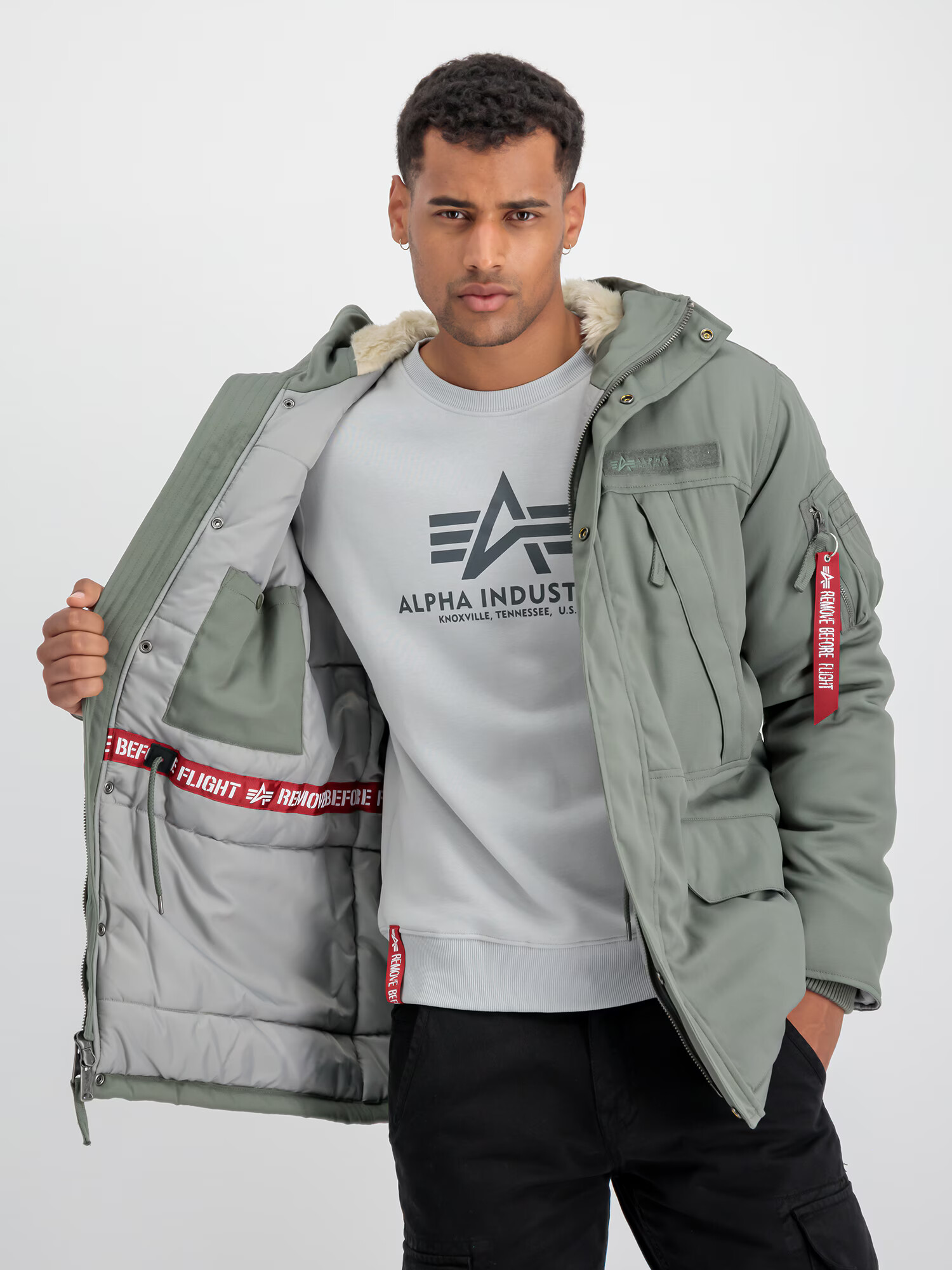 ALPHA INDUSTRIES Parka de iarnă 'N3B Expedition' verde / sângeriu - Pled.ro