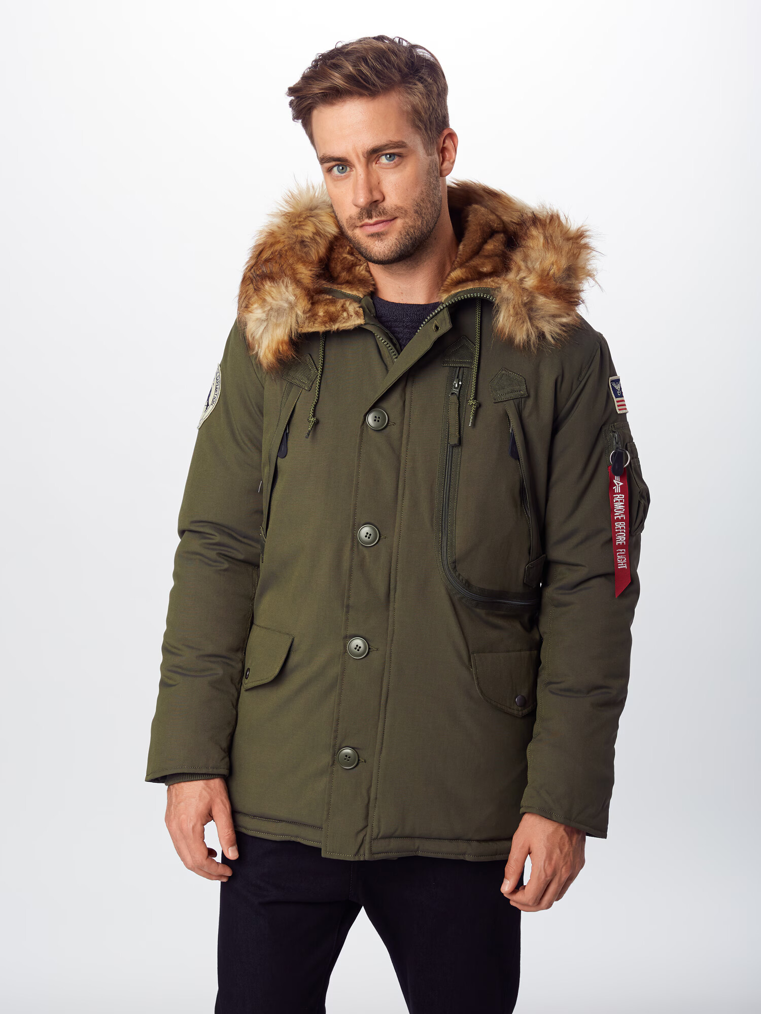 ALPHA INDUSTRIES Parka de iarnă 'Polar' șamoa / oliv / roșu intens / alb - Pled.ro