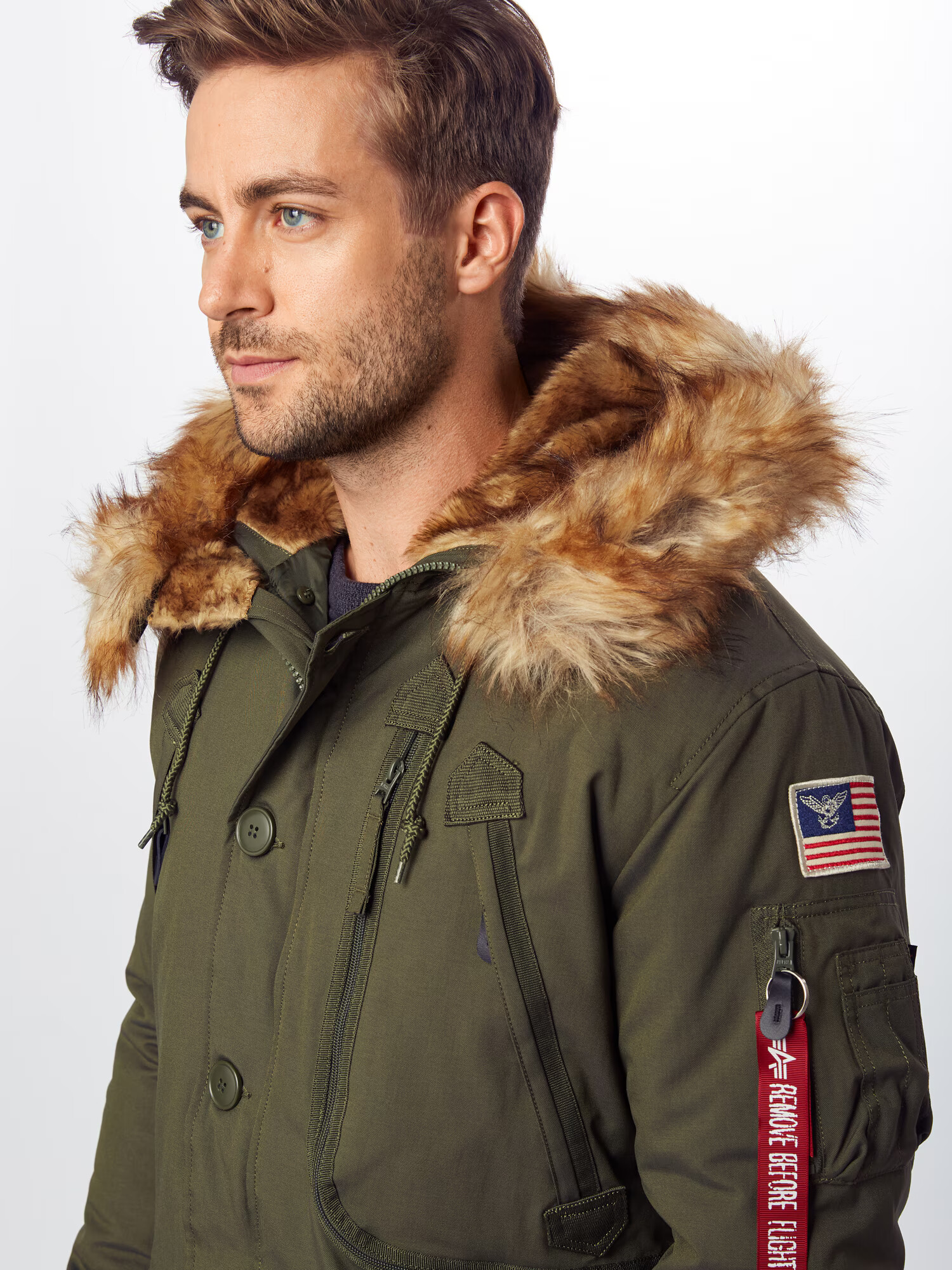 ALPHA INDUSTRIES Parka de iarnă 'Polar' șamoa / oliv / roșu intens / alb - Pled.ro