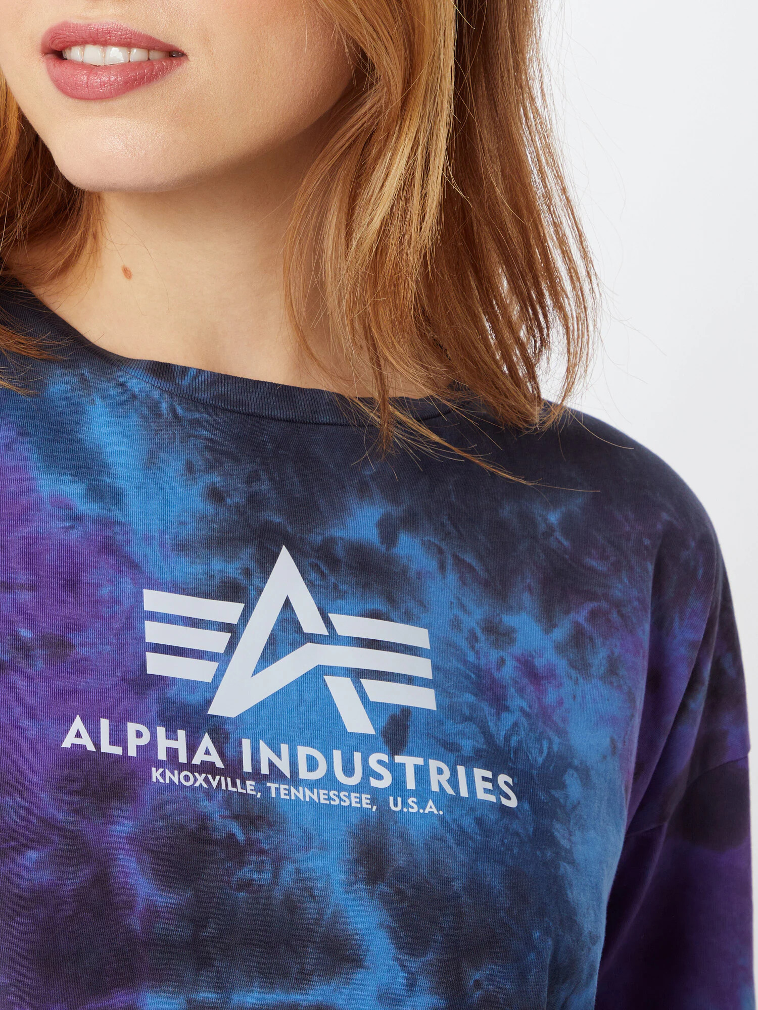 ALPHA INDUSTRIES Tricou albastru noapte / albastru deschis / lila / alb - Pled.ro