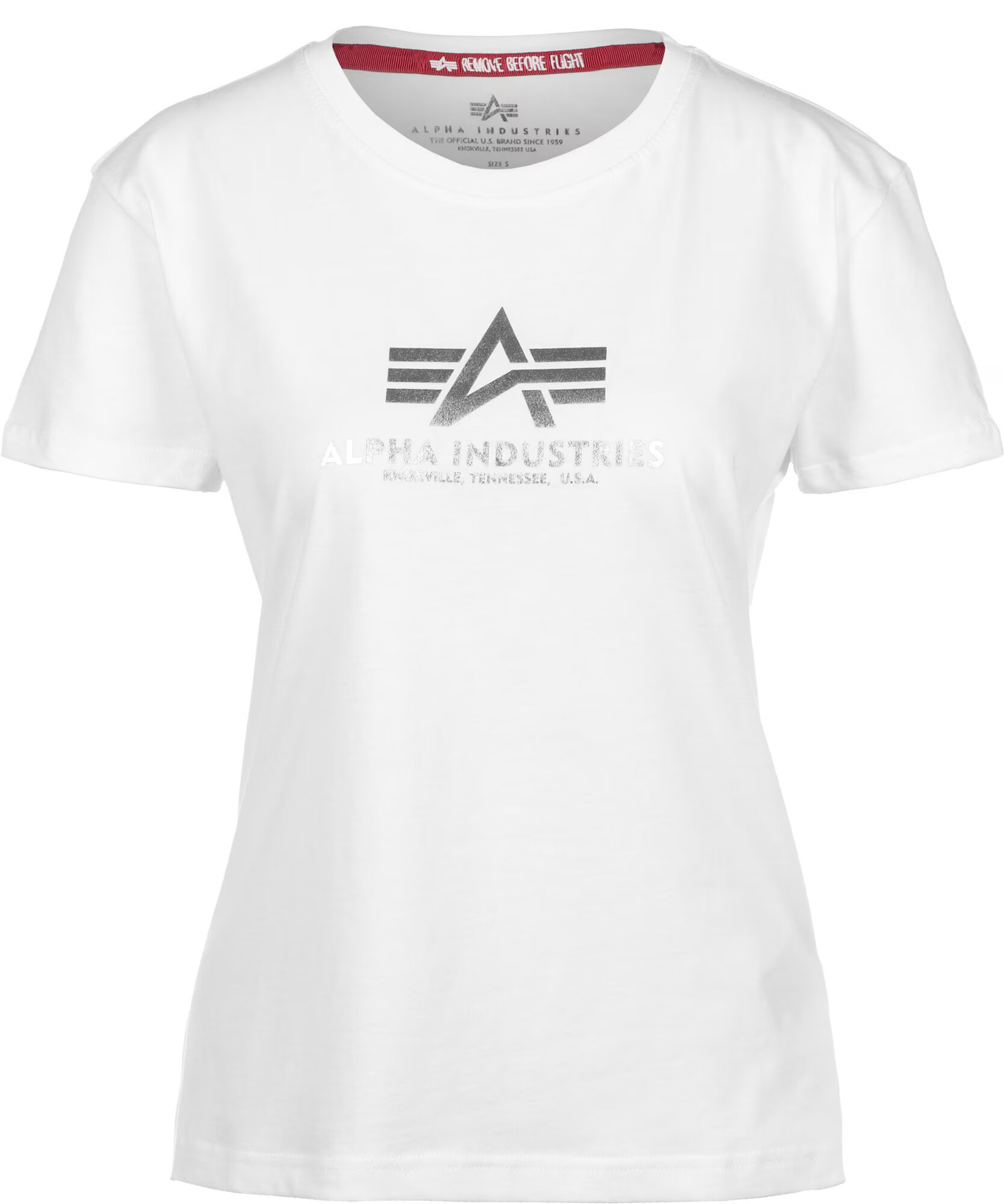 ALPHA INDUSTRIES Tricou argintiu / alb - Pled.ro