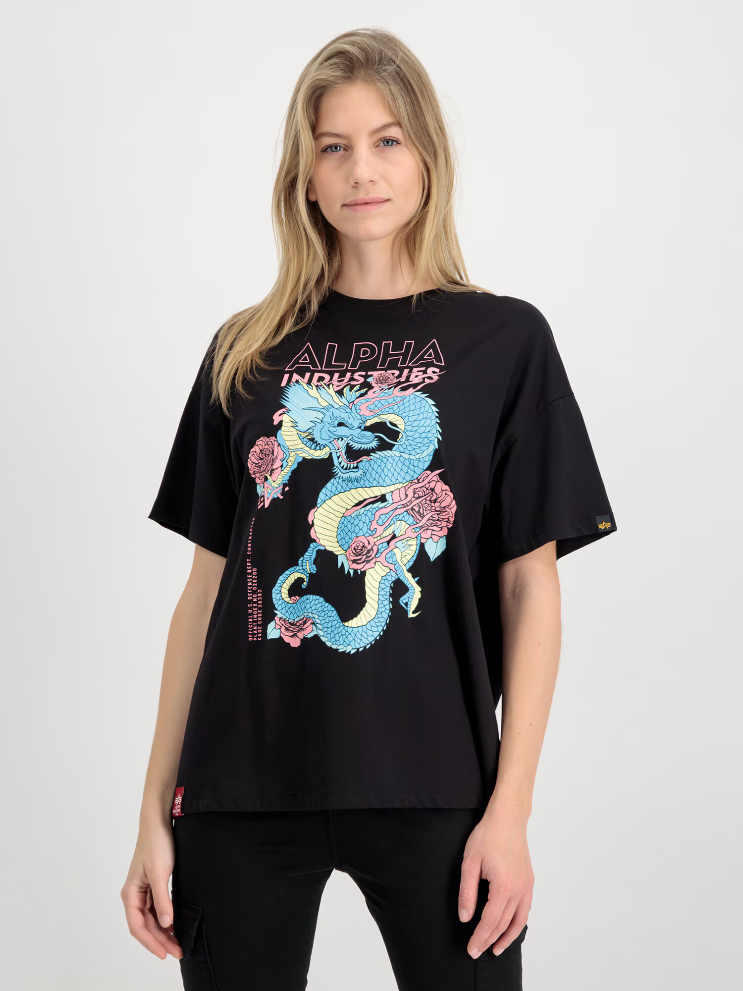 ALPHA INDUSTRIES Tricou 'Dragon' albastru deschis / roz / negru / alb - Pled.ro