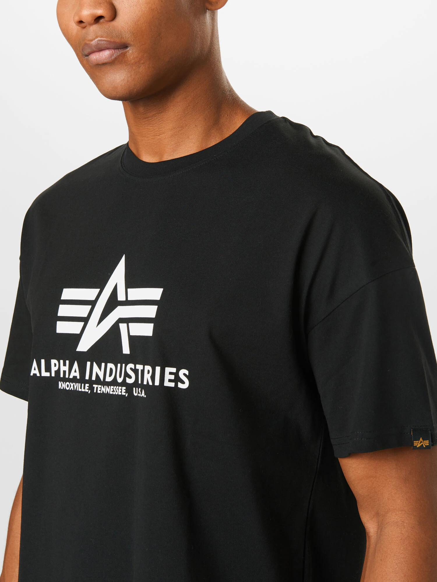 ALPHA INDUSTRIES Tricou 'Heavy' negru / alb - Pled.ro