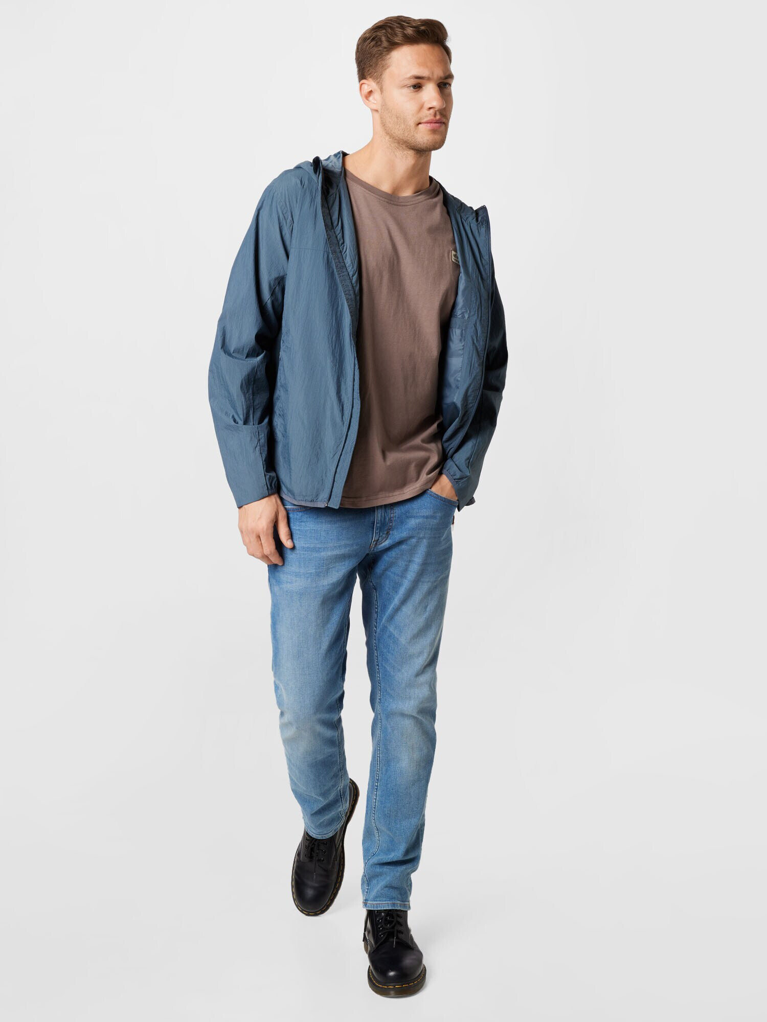 ALPHA INDUSTRIES Tricou maro cappuccino / alb murdar - Pled.ro